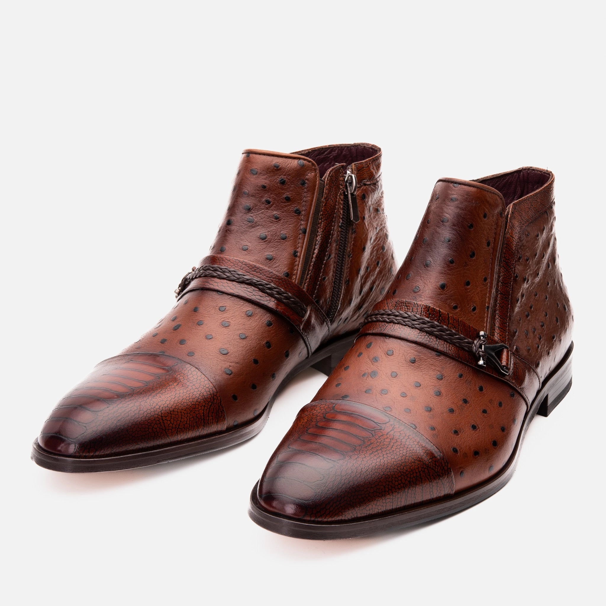 Clarks Clearance The Dallas Tan Leather Bit Ankle Zip-Up Dress Men Boot