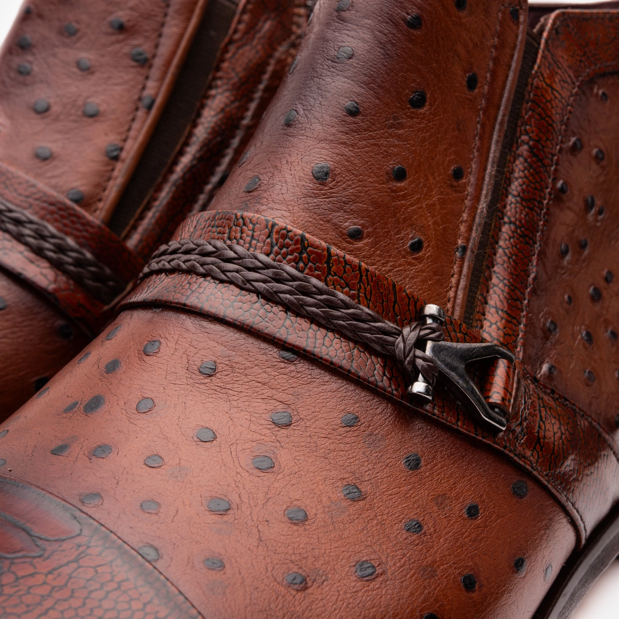 The Dallas Tan Leather Bit Ankle Zip-Up Dress Men Boot Leopard Print Wedge Ankle Boots