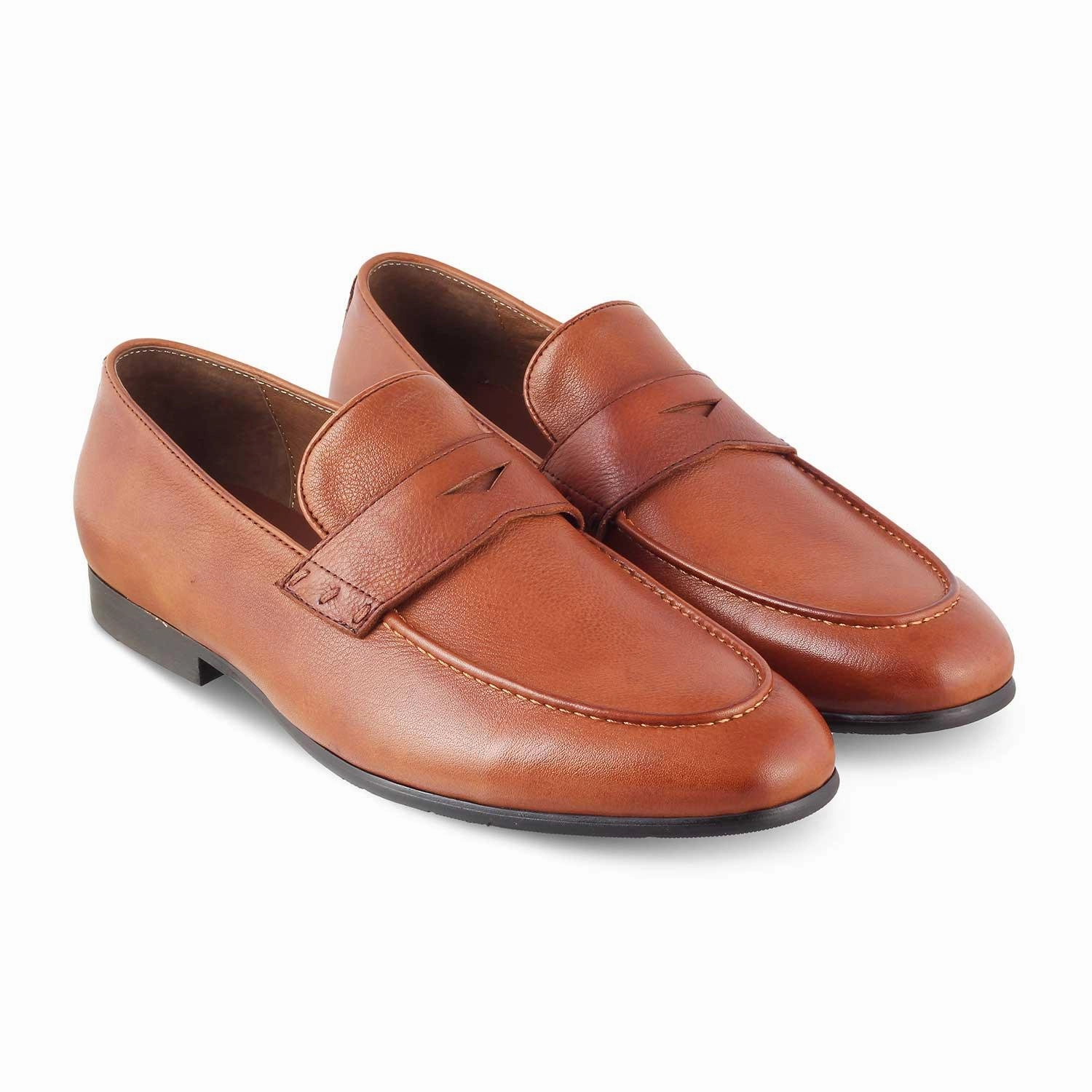 Homecoming Loafers The Douce Tan Men's Leather Penny Loafers Tresmode