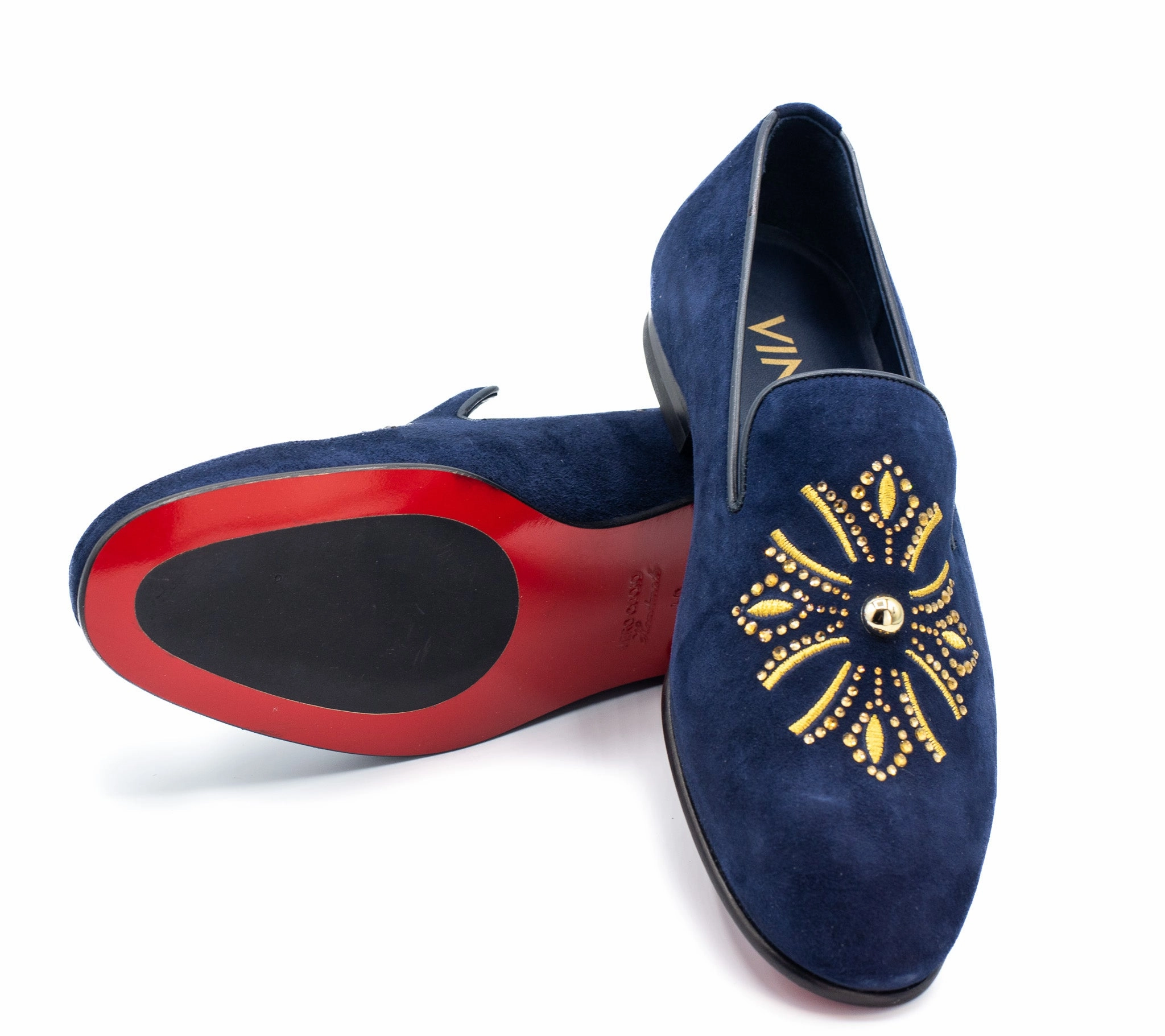 The Lazio Shoe Navy Blue Suede Slip-on Loafer Men Shoe Leather Loafers With Tassels