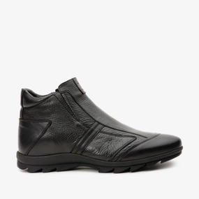 Ankle Boots With Wide Opening The Montreal Black Leather Casual Zip-Up Ankle Men Boot