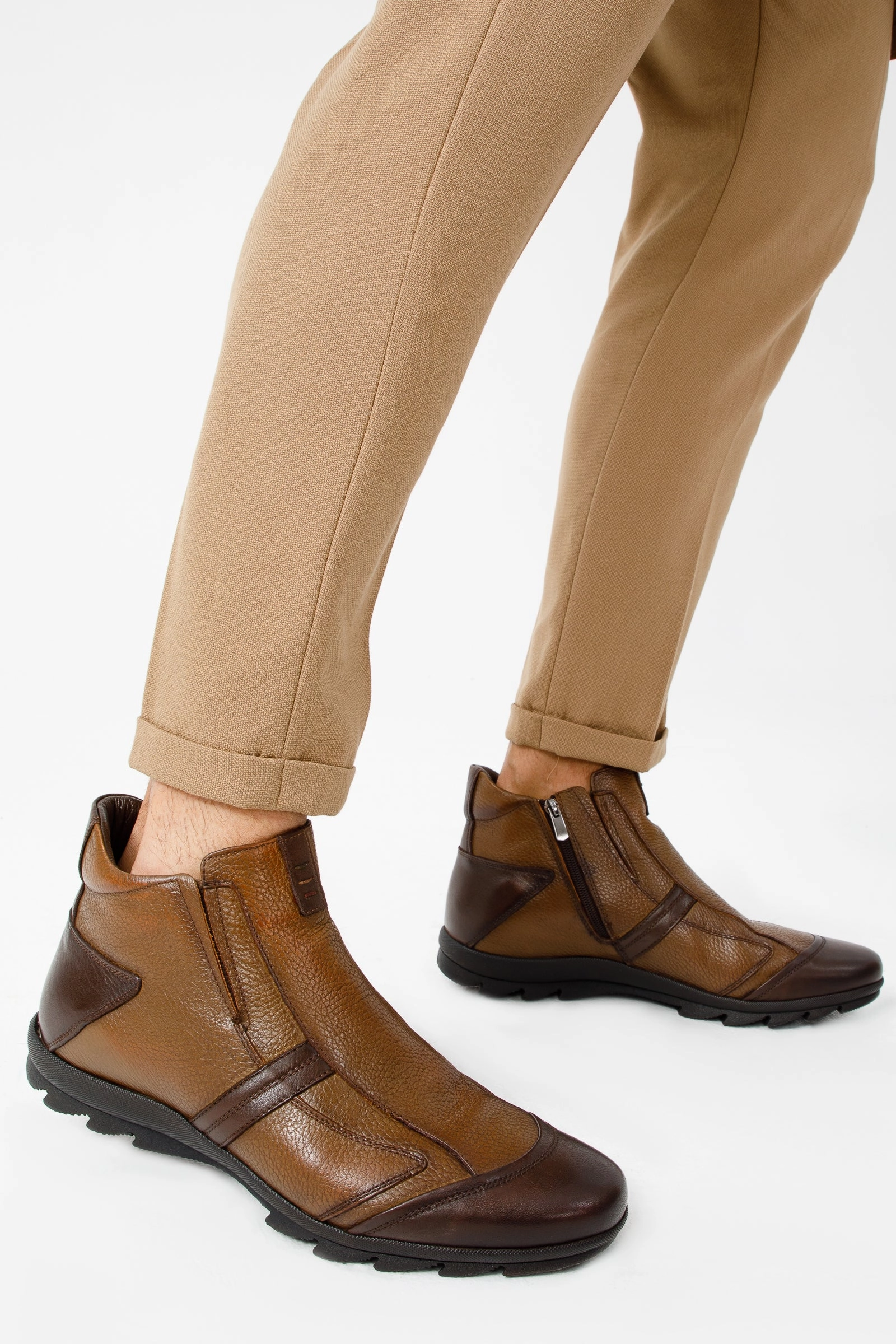 The Montreal Brown Leather Casual Zip-Up Ankle Men Boot Multi Coloured Ankle Boots