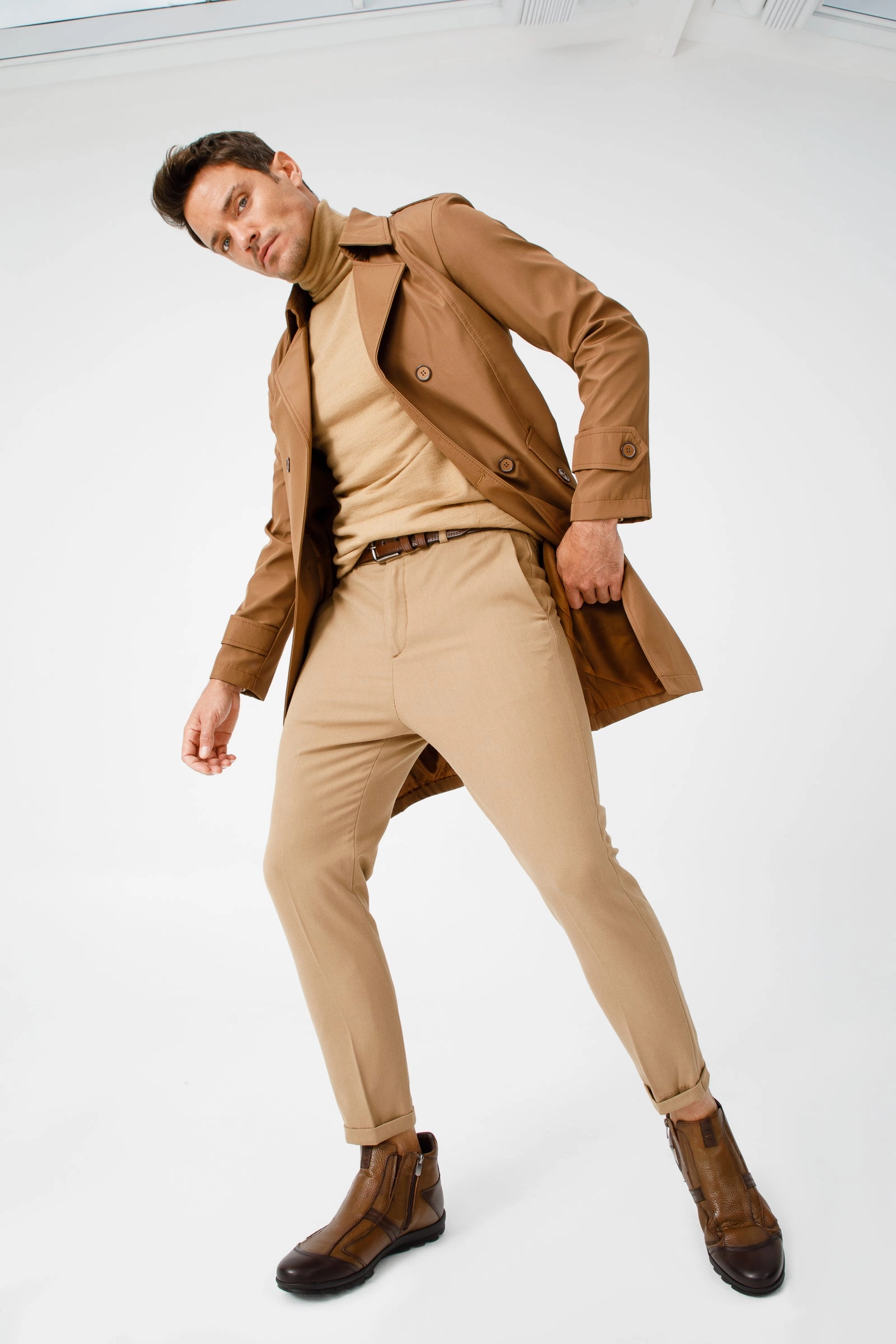 Wedge Ankle Boots With Laces The Montreal Brown Leather Casual Zip-Up Ankle Men Boot