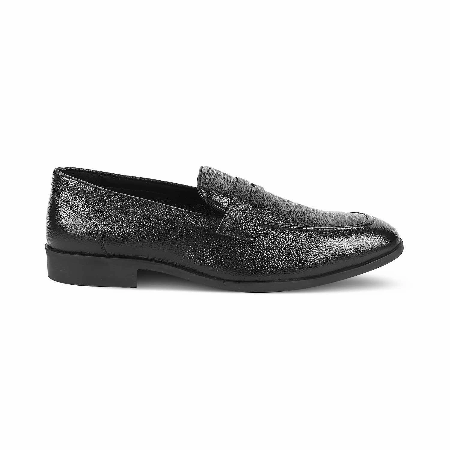 The Quebec Black Men's Leather Loafers Tresmode Union Loafers Stl