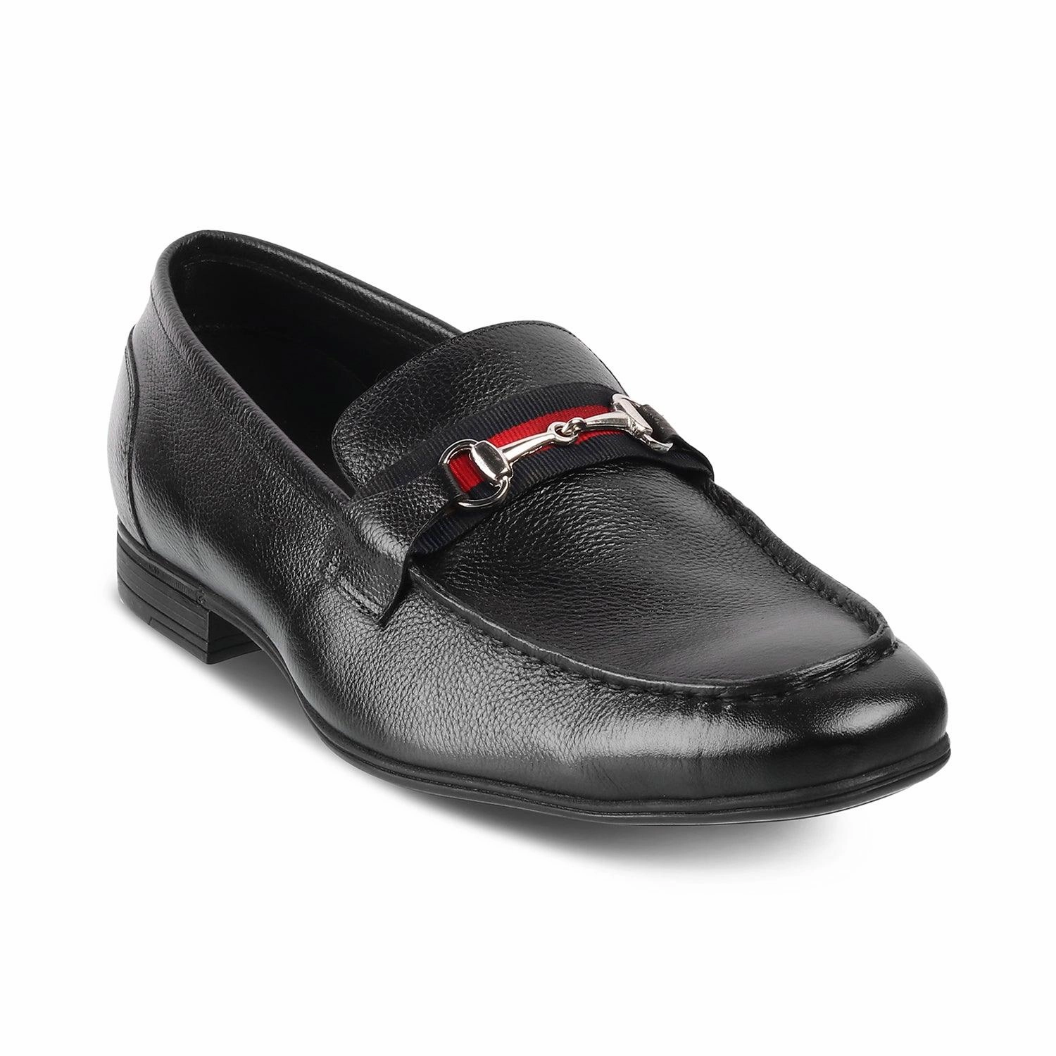The Suchi Black Mens Leather Loafers Loafers Skin