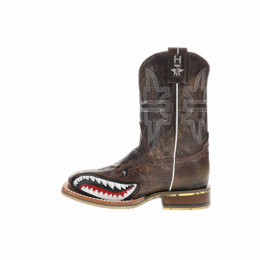 Sharky Square Toe Cowboy Boots (Toddler-Big Kid) Cool Leather Boots
