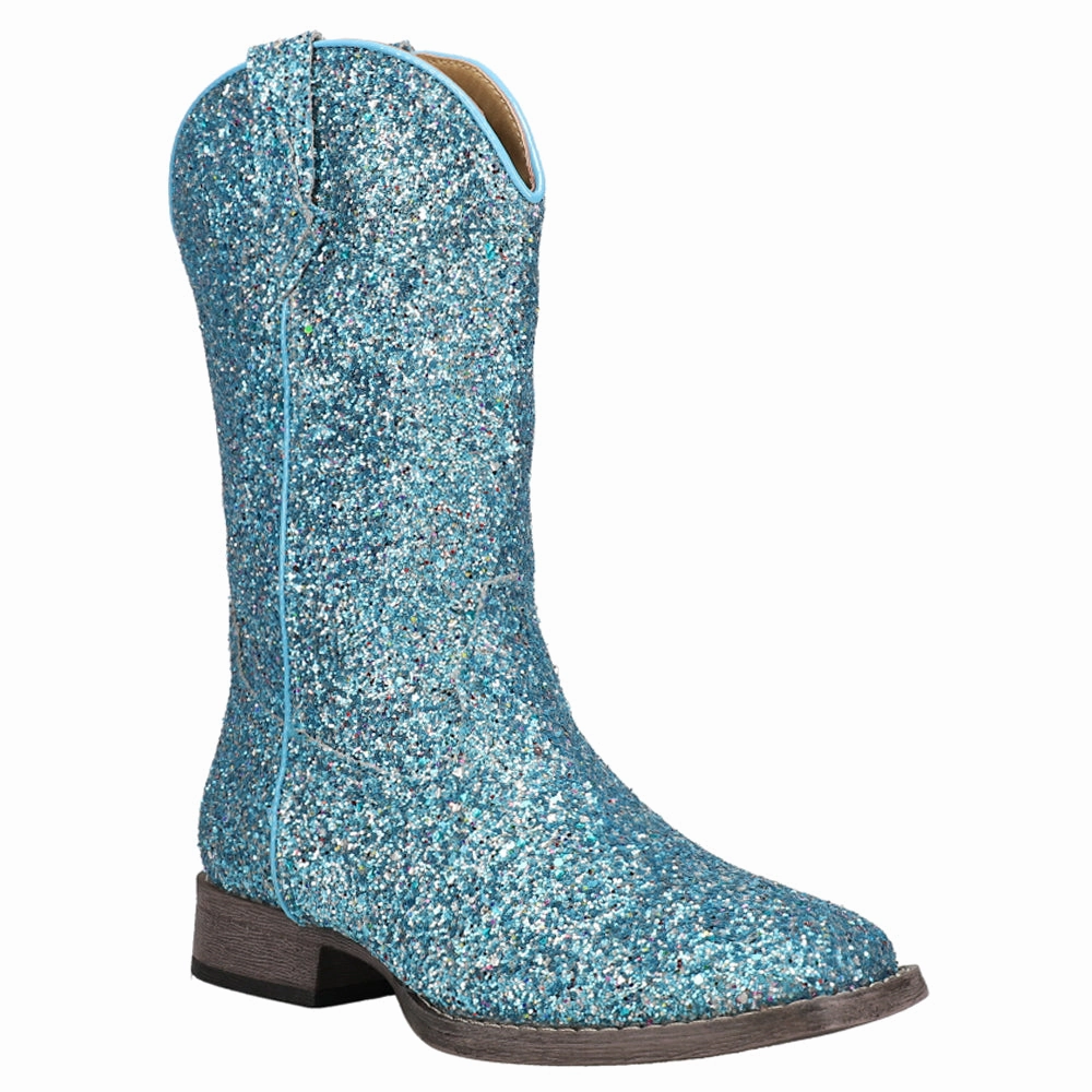 Glitter Galore Square Toe Cowboy Boots (Big Kid) Knee Boots Petite