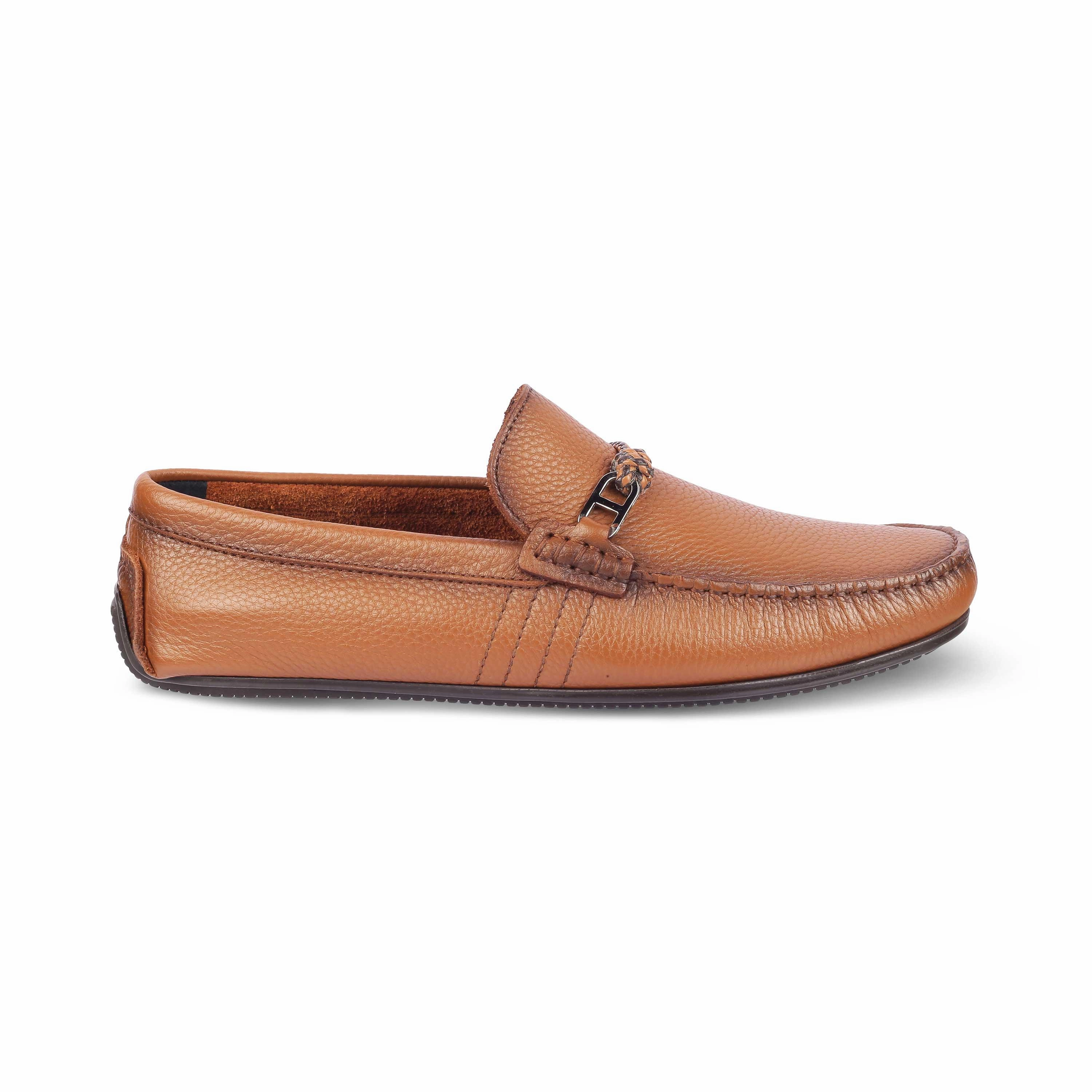 Tresmode Monoc Tan Men's Leather Driving Loafers Healed Loafers