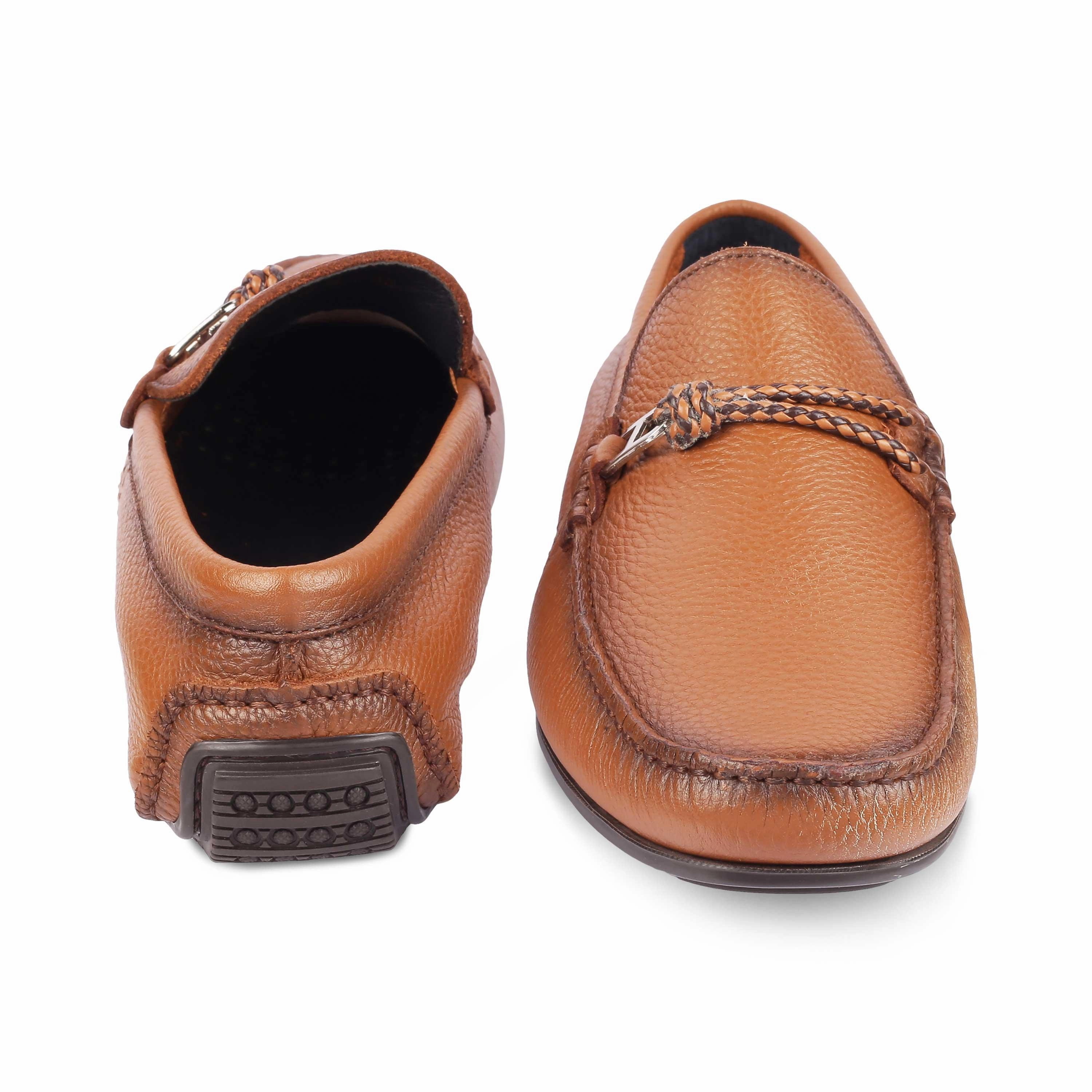Tresmode Monoc Tan Men's Leather Driving Loafers Thelma Loafers