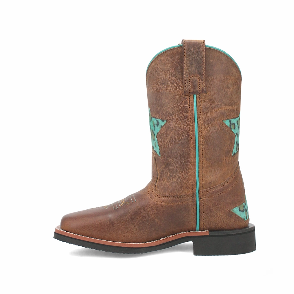 Starr Tooled Inlay Leopard Square Toe Cowboy Boots (Little Kid-Big Kid) Corral Boots Cowboy Boots