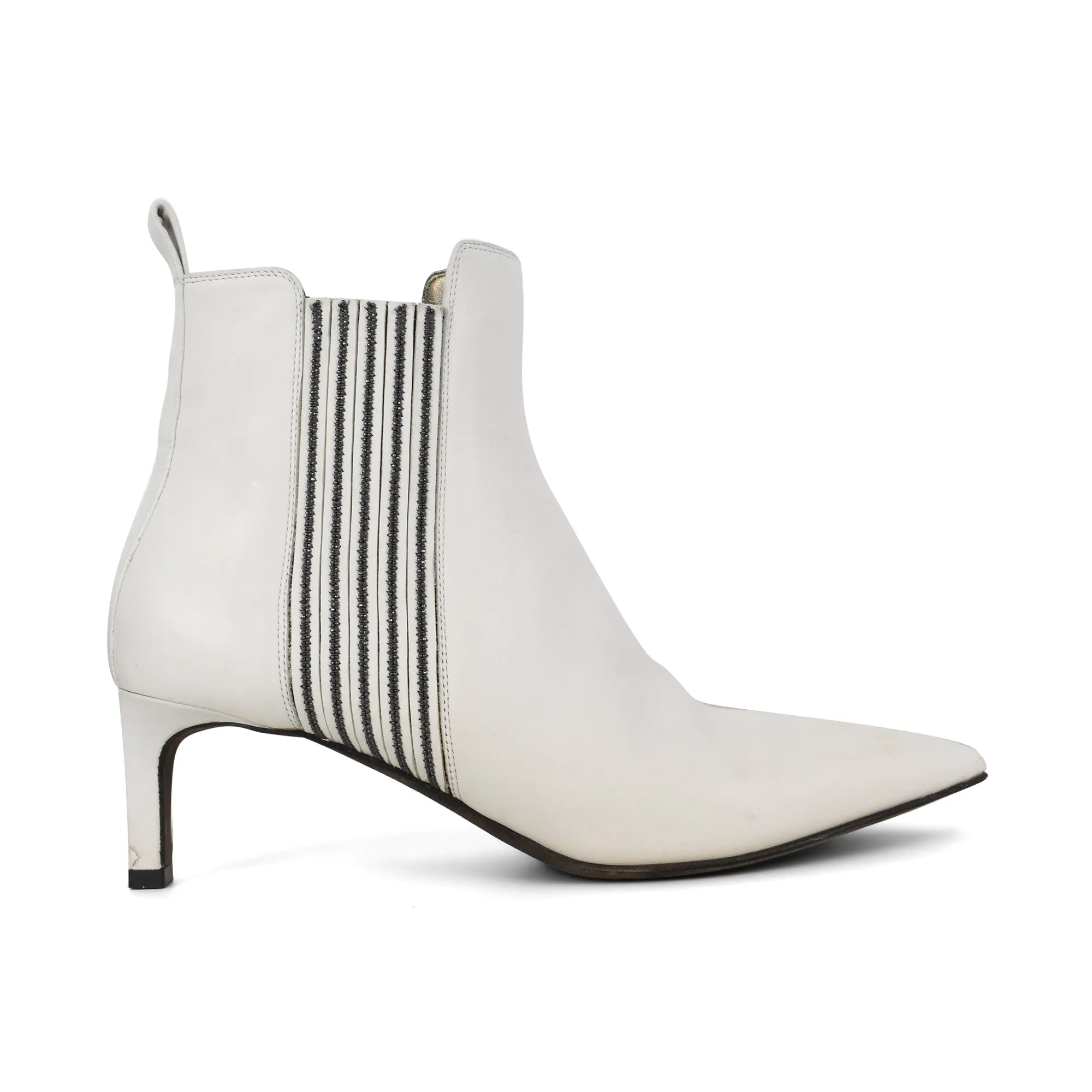 Leather Chelsea Boots With Zip Brunello Cucinelli 'Monili' Boots - Women's 38.5