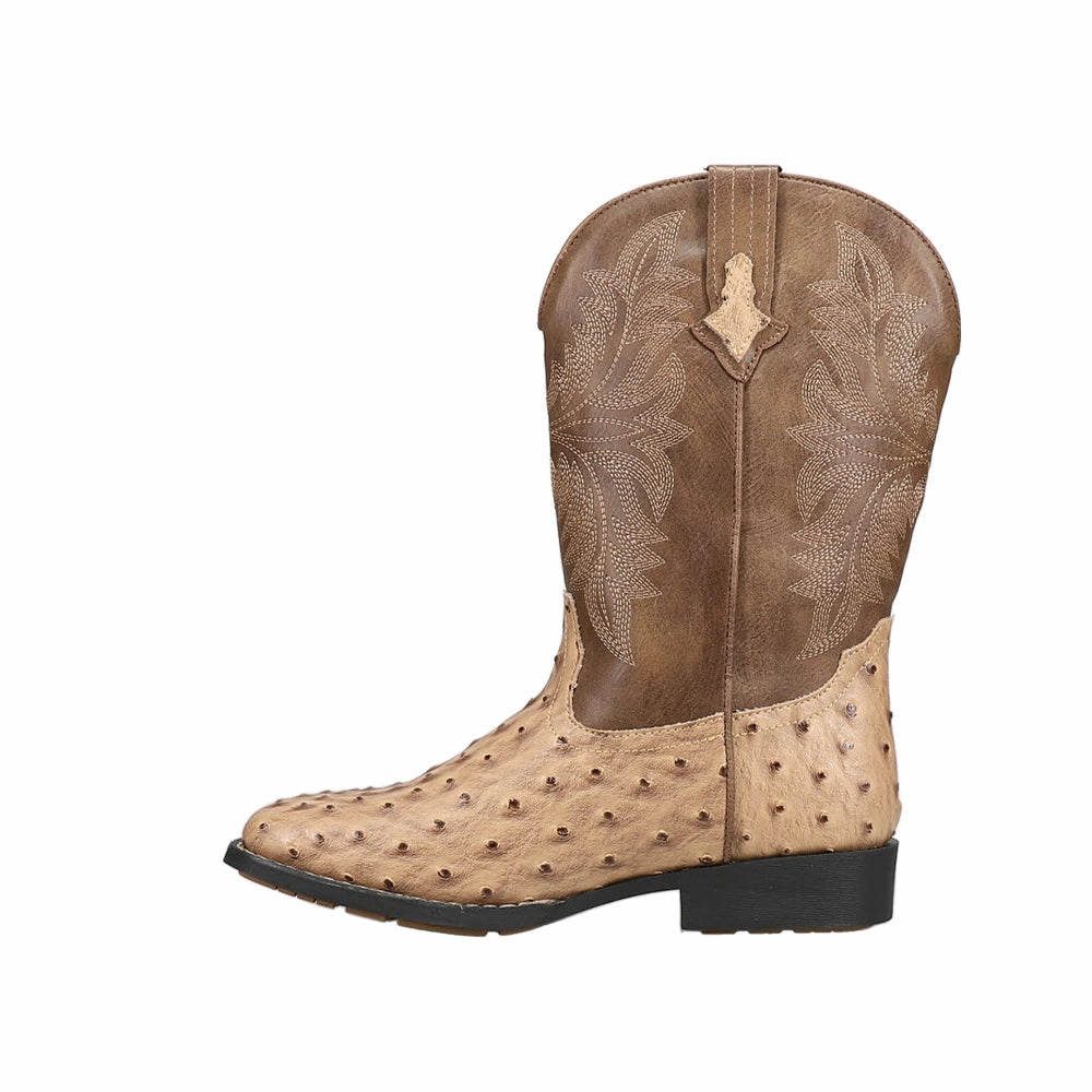 Jed Embroidered Square Toe Cowboy Boots (Big Kid) Butterfly Boots