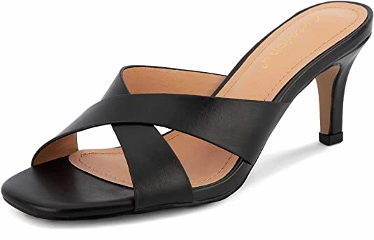 Women's Cross Strap Slip On Square Toe Kitten Heeled Sandals St. Lucia Sandals Grande Resort Reviews