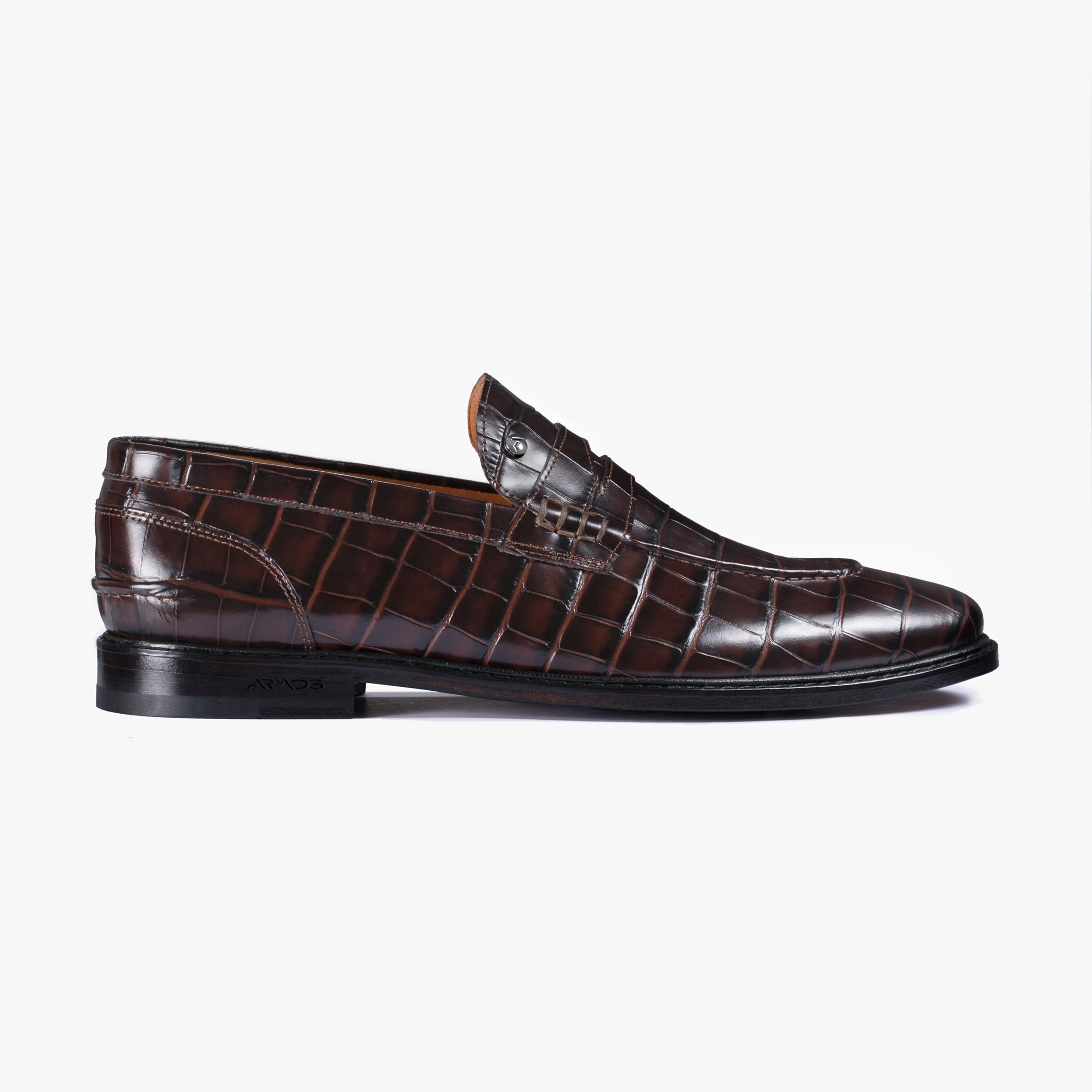 Men's Brown Croc-print Leather Loafer Best Loafers