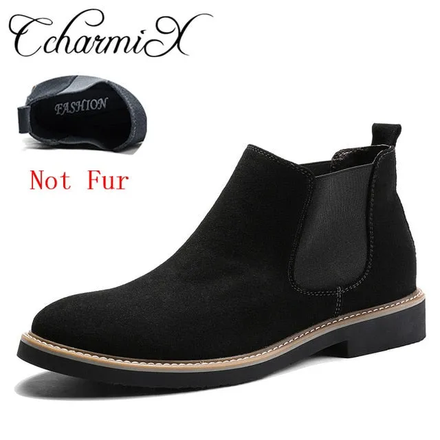 Sparkly Chelsea Boots CcharmiX Men Chelsea Boots Slip On Suede High Top Classic Men Boots Genuine Leather Chukka Ankle Boots Fashion Cowboy Male Boots