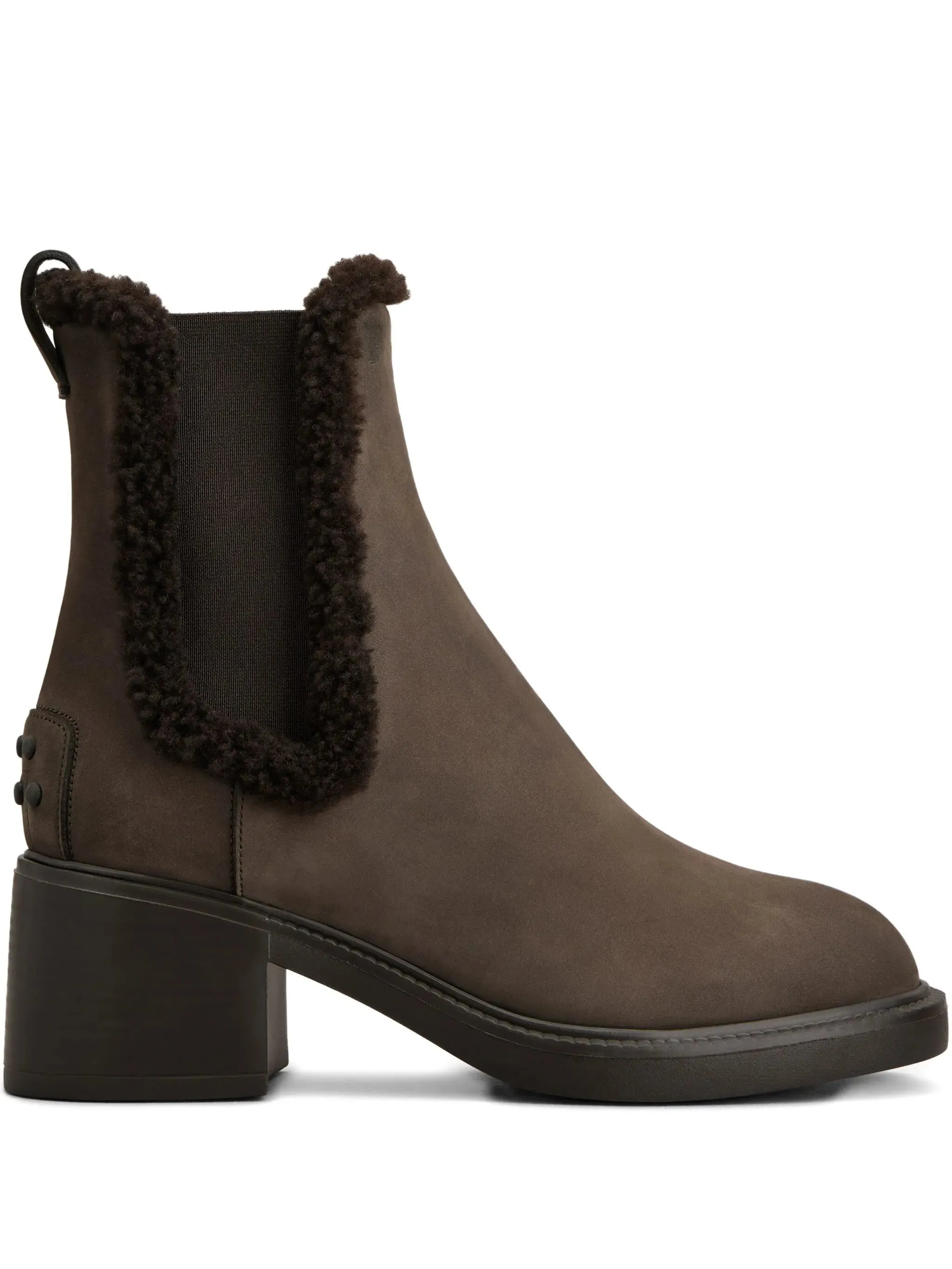 Grey Suede Chelsea Boots faux-fur trim Chelsea boots