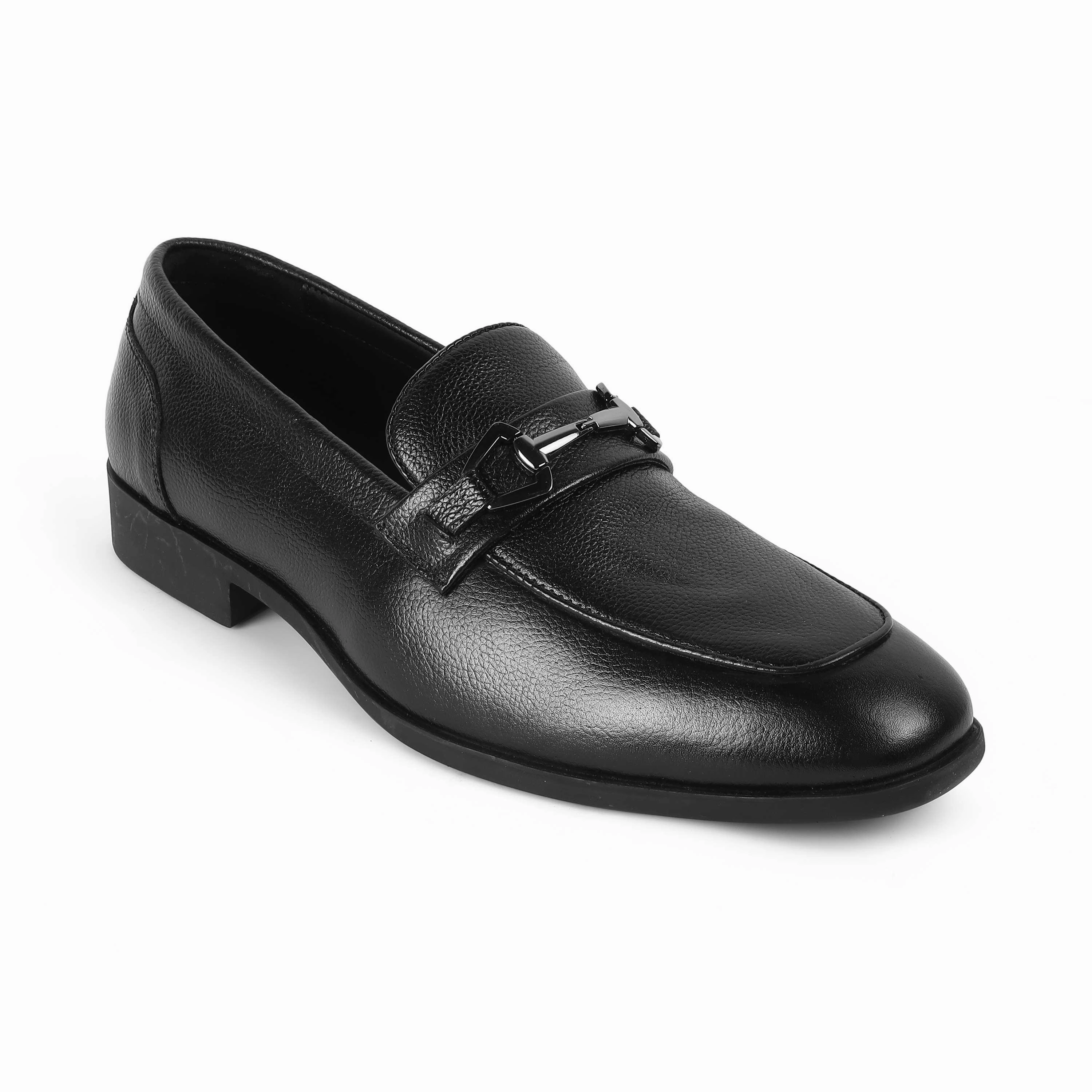 Tresmode Antli Black Men's Leather Loafers Horsebit Driving Loafers