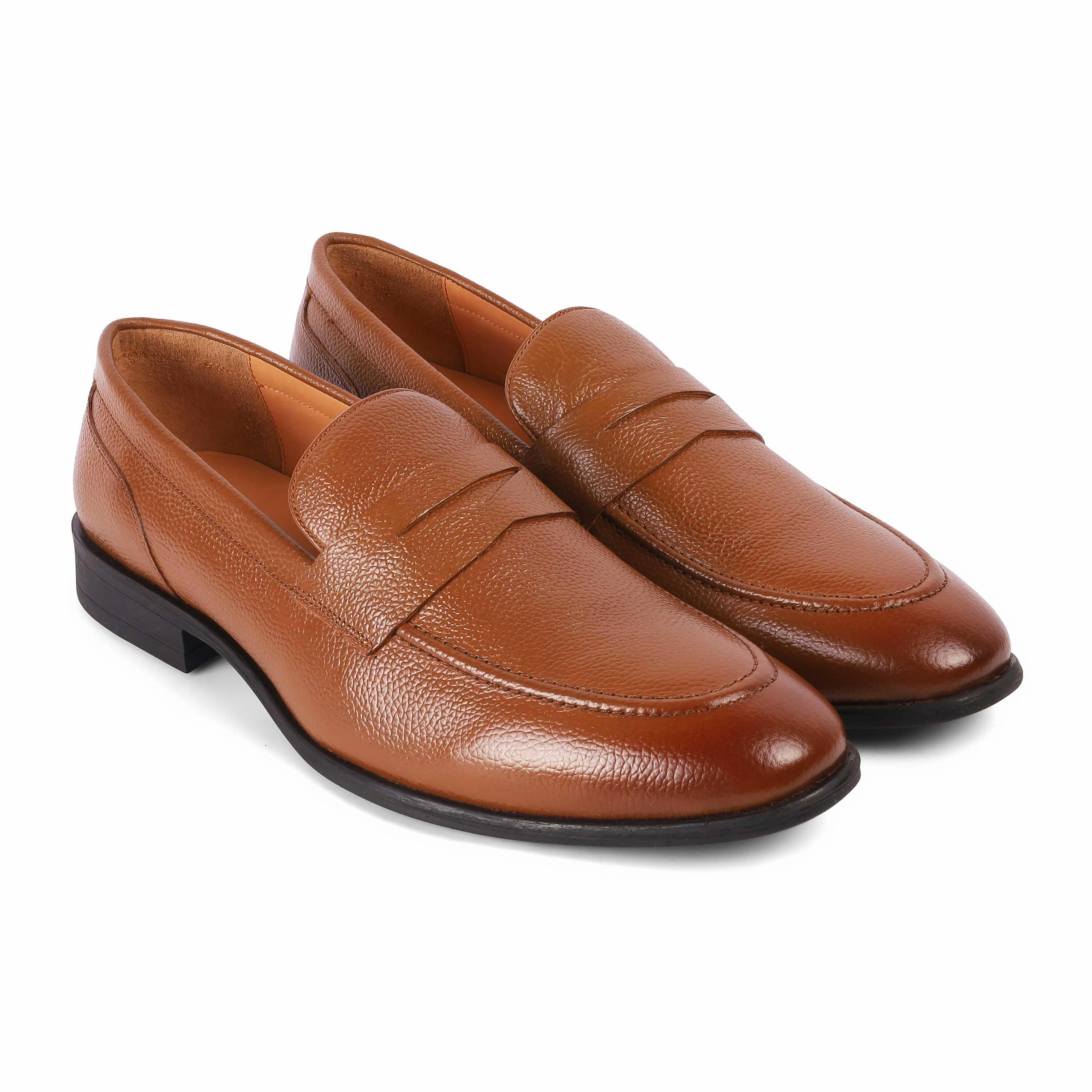 Tresmode Aris Tan Men's Leather Penny Loafers Elegant Loafers