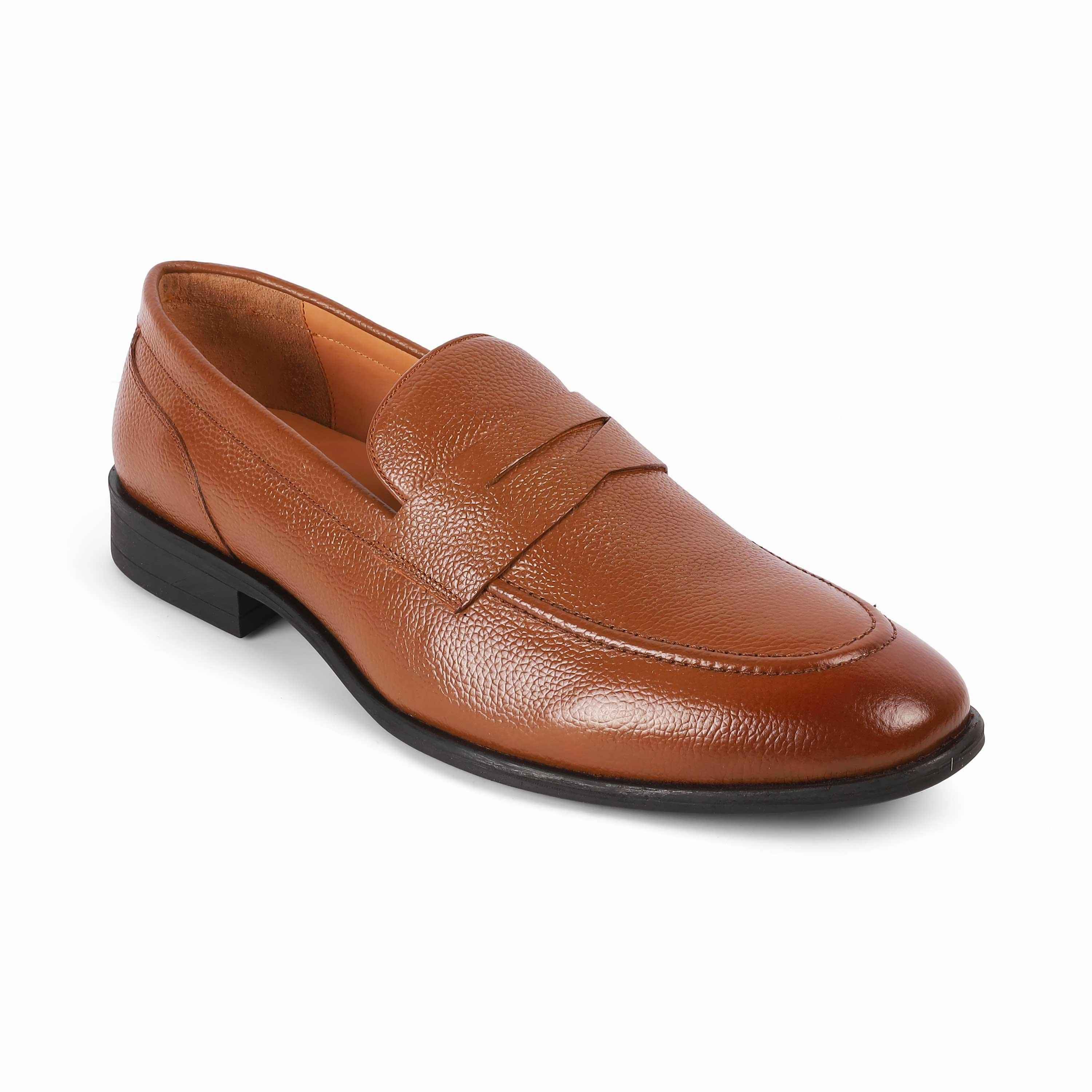 Tresmode Aris Tan Men's Leather Penny Loafers Loafers With White Socks