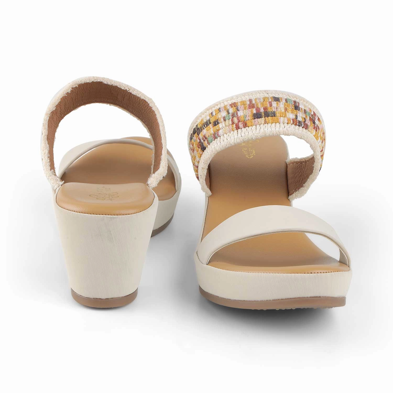 Tresmode Athn Beige Women's Dress Block Heel Sandals Stockings For Sandals