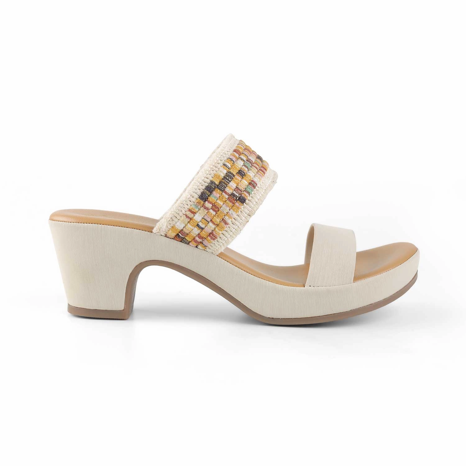 Tresmode Athn Beige Women's Dress Block Heel Sandals Peep Toe Sandals Heels