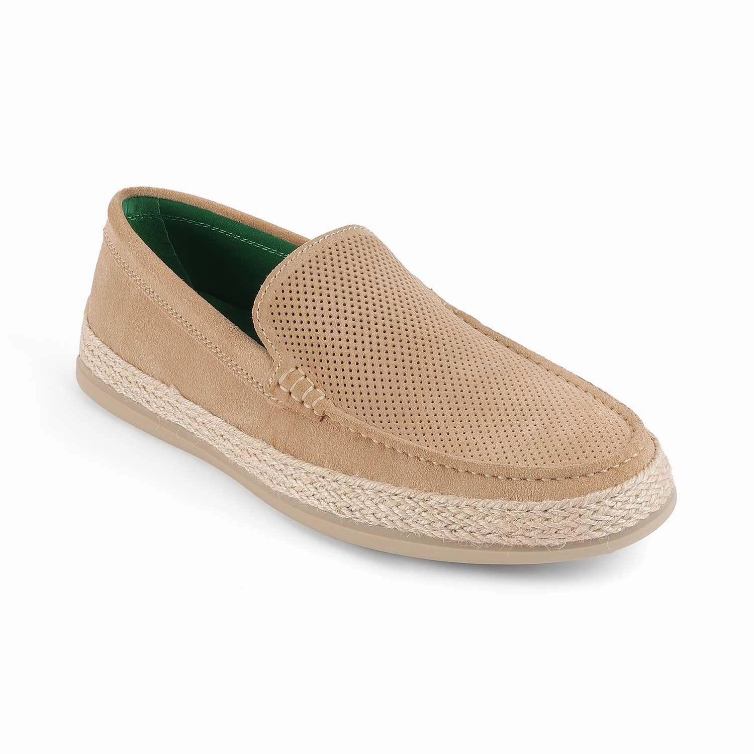 Tresmode Bath Beige Men's Suede Leather Loafers Brown Driving Loafers