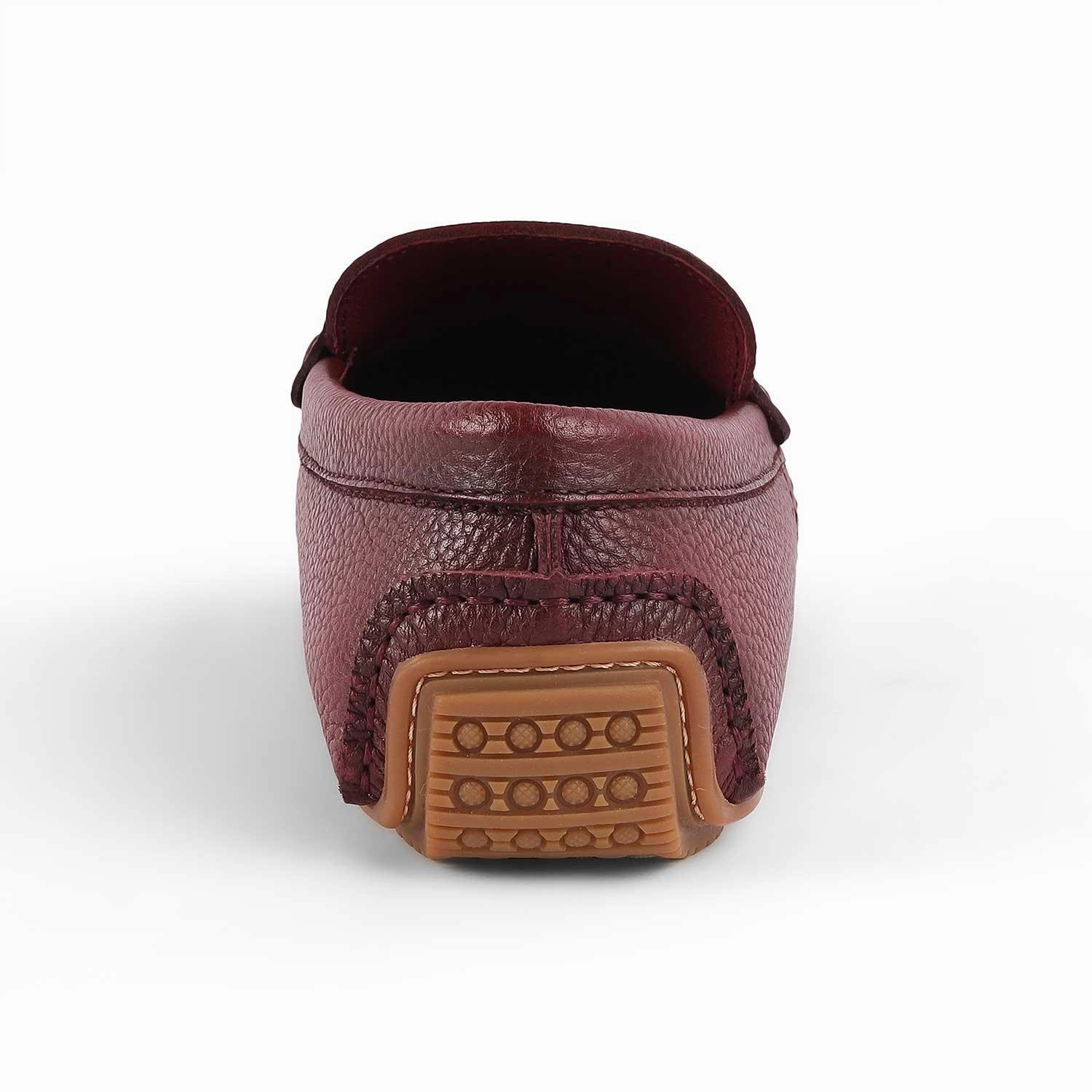 Tresmode Bristo Wine Men's Leather Driving Loafers Haruta Penny Loafers