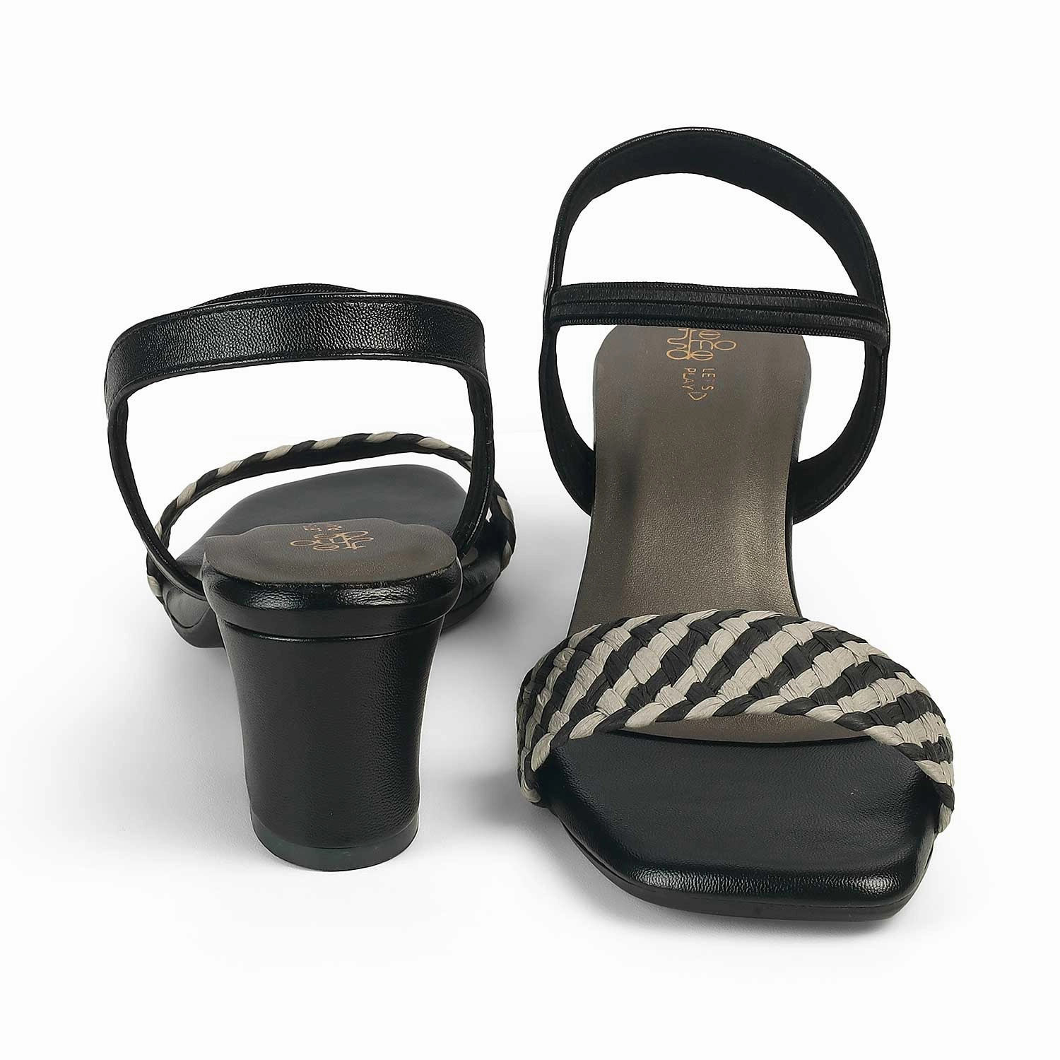 Tresmode Cescross Black Women's Dress Block Heel Sandals Strappy Sandals Low Heel