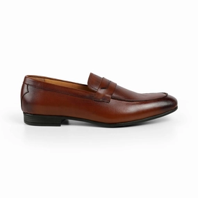 Tresmode Cosc Brown Men's Leather Penny Loafers Janelle Loafers