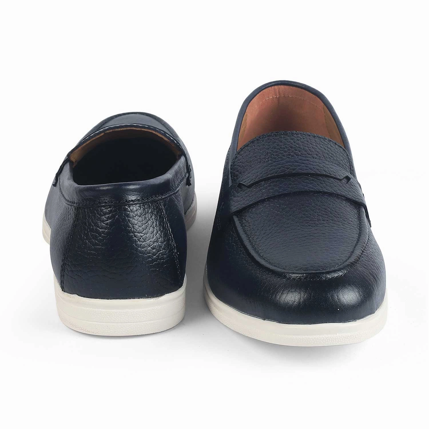 Tresmode Federer Blue Men's Penny Leather Driving Loafers Oak And Fort Loafers