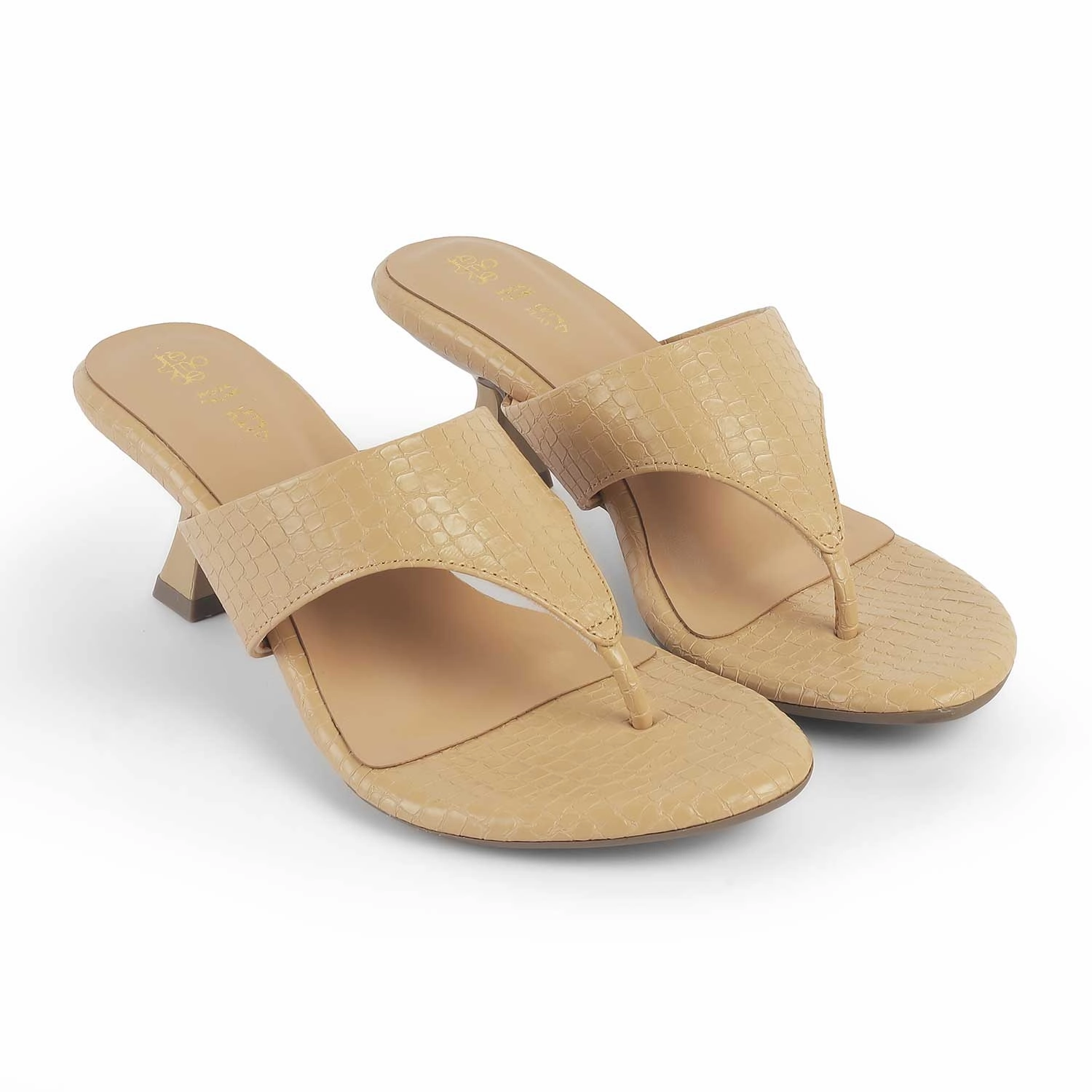 Tresmode Helene Beige Women's Dress Heel Sandals Madrid Big Buckle Eva Sandals