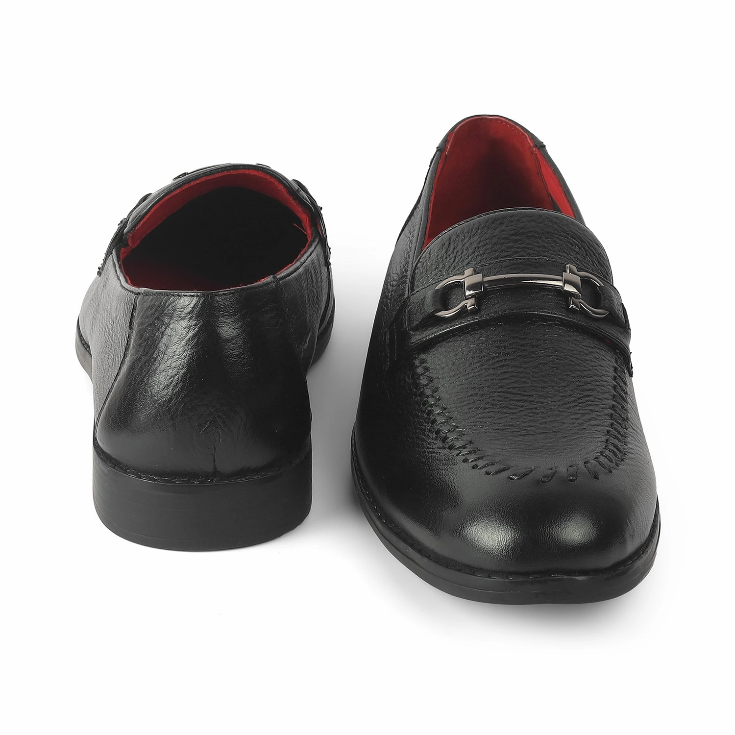 Tresmode Malwa Black Men's Leather Loafers Penny Loafers In Spazzolato Leather