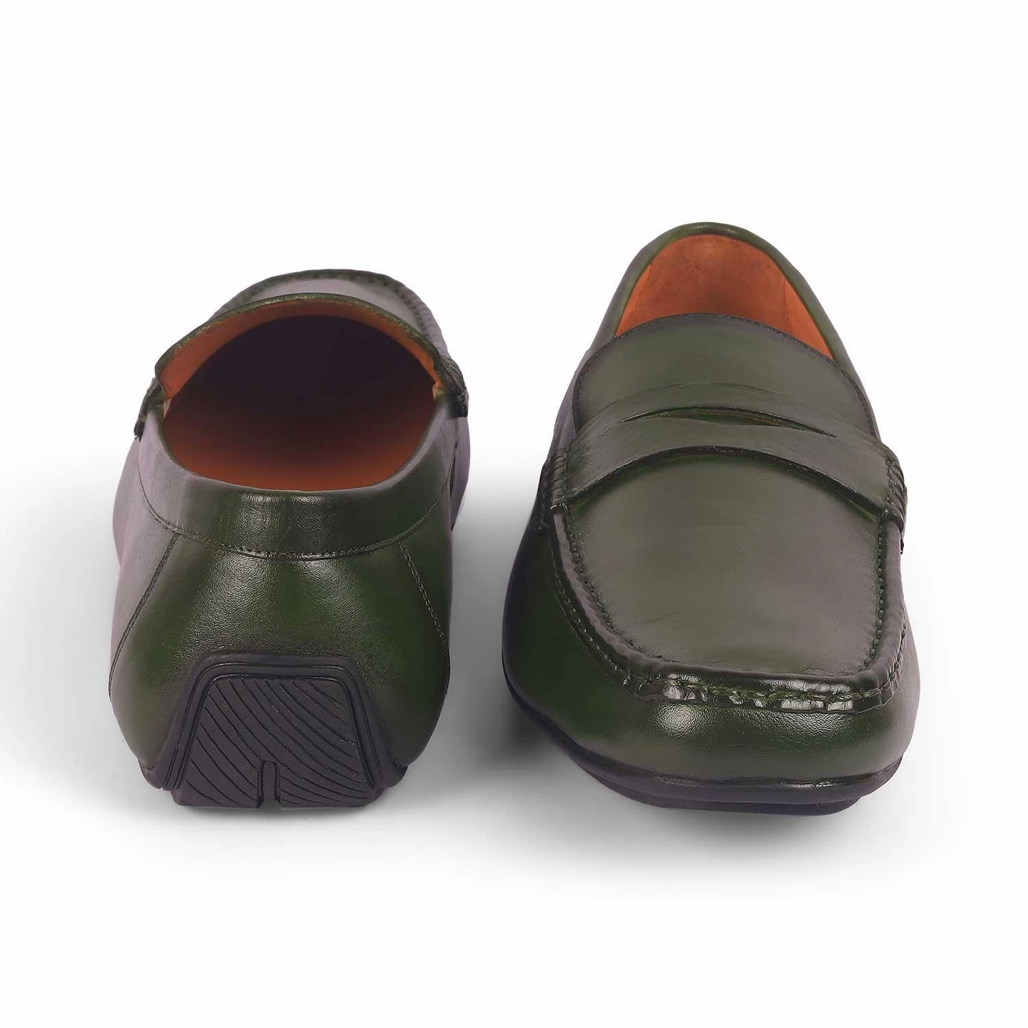 Student Leather Loafers Tresmode Monto Green Men's Leather Penny Driving Loafers