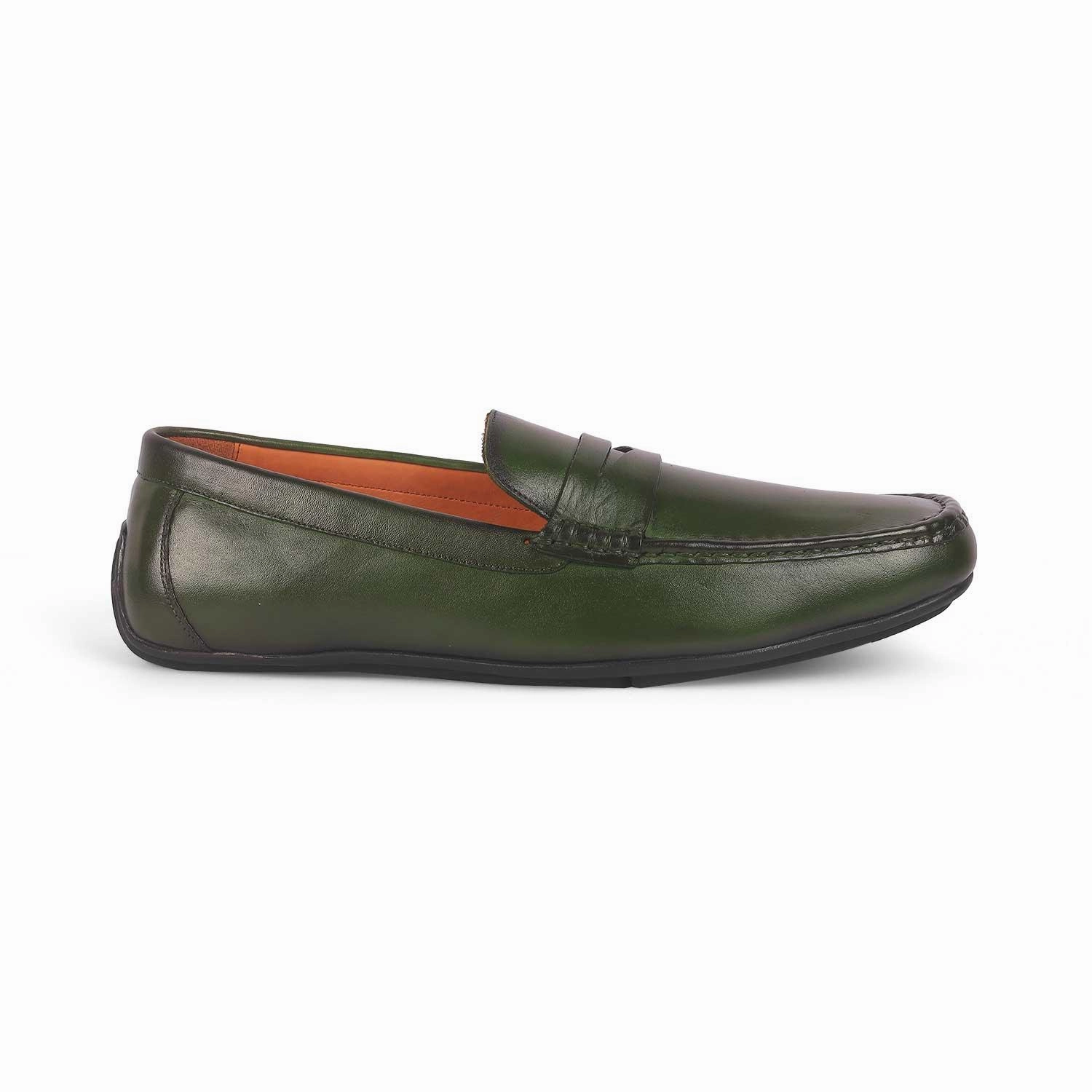 Tresmode Monto Green Men's Leather Penny Driving Loafers Weejun Penny Loafers