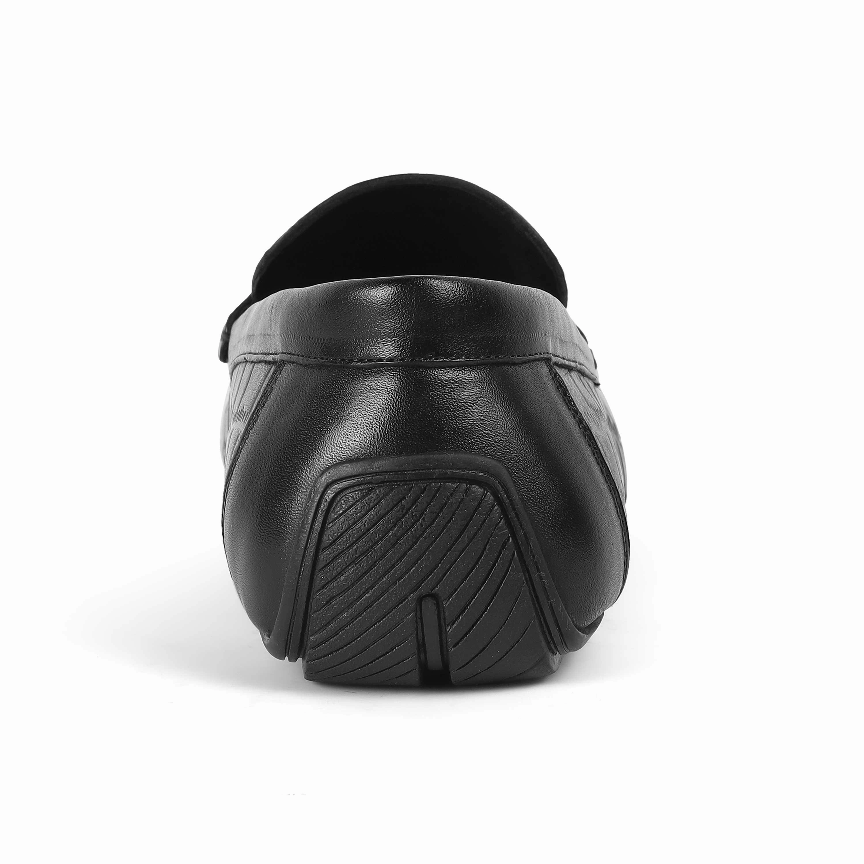 Lug Sole Penny Loafers Tresmode Oxile Black Men's Textured Leather Loafers