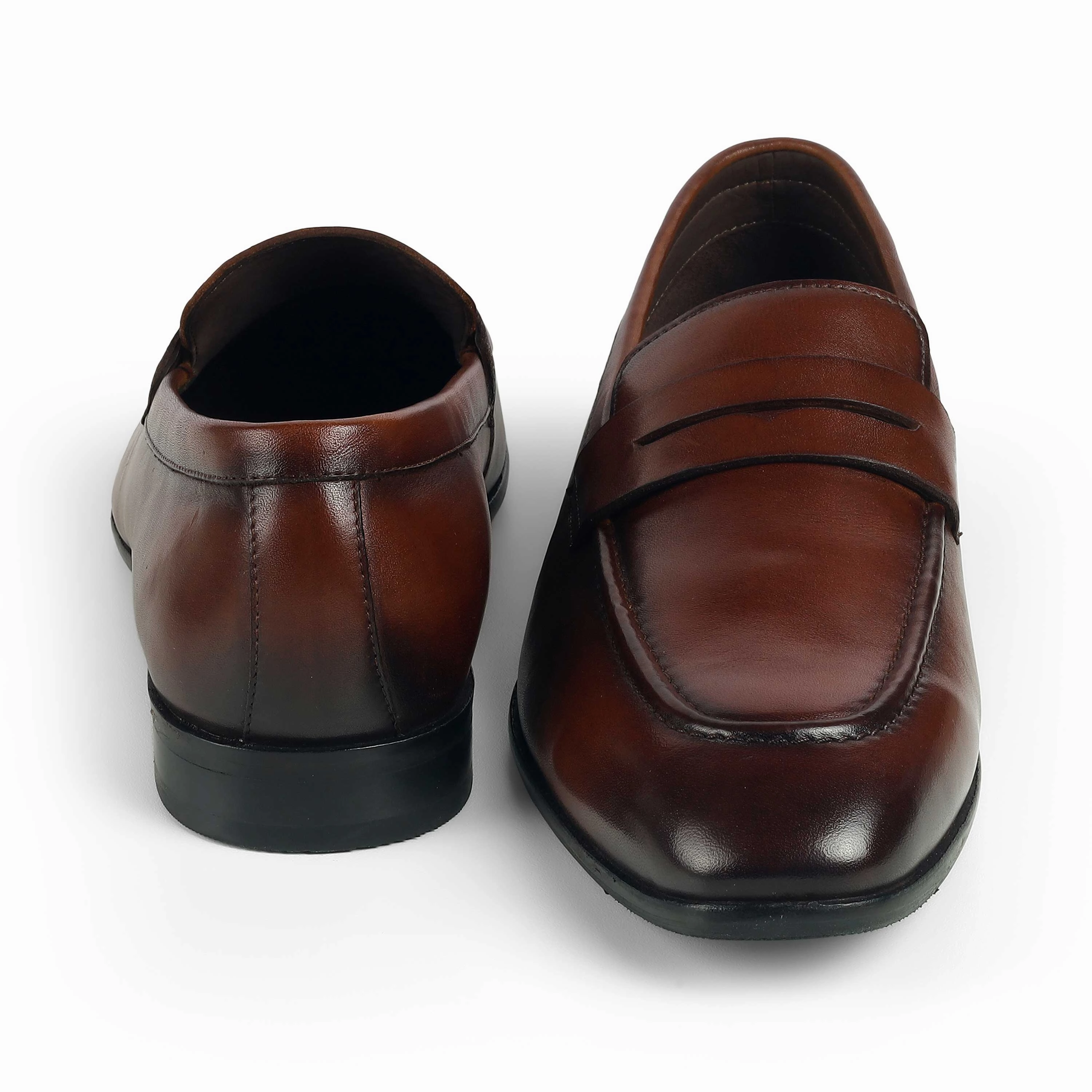 Leather Lug Sole Loafers Tresmode Salved Cognac Men's Leather Penny Loafers