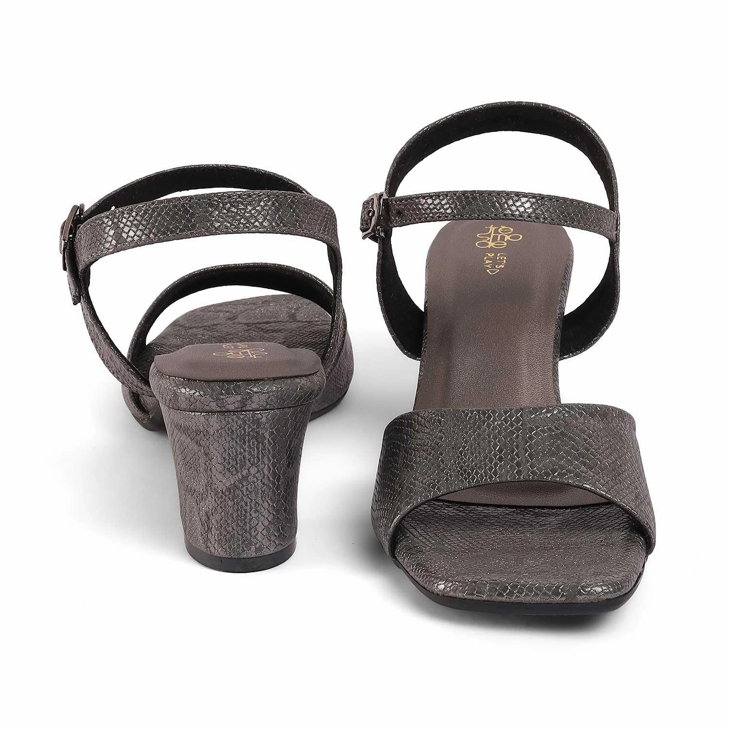 Tresmode Sanrep Pewter Women's Dress Block Heel Sandals Sandals Hotel Cancun