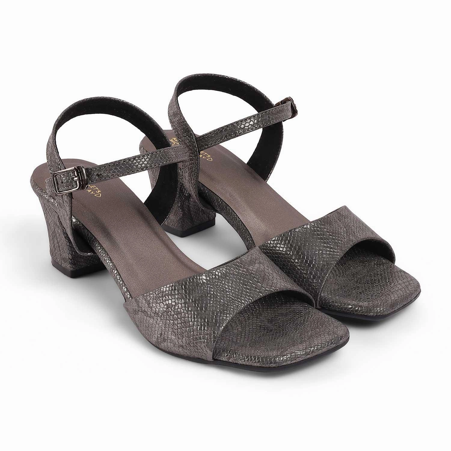 Tresmode Sanrep Pewter Women's Dress Block Heel Sandals Summer Wedge Sandals