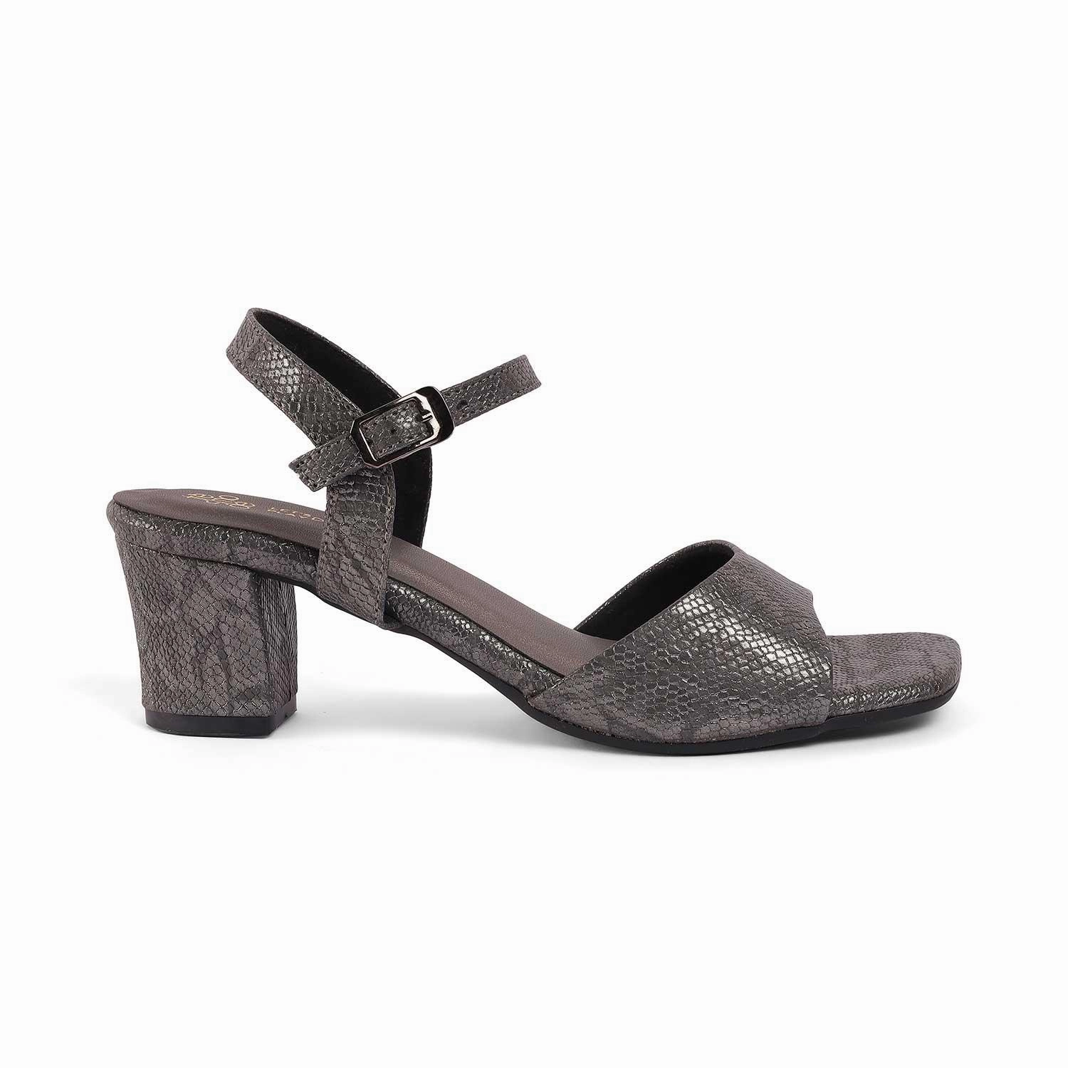 Tresmode Sanrep Pewter Women's Dress Block Heel Sandals Close-toe Sandals