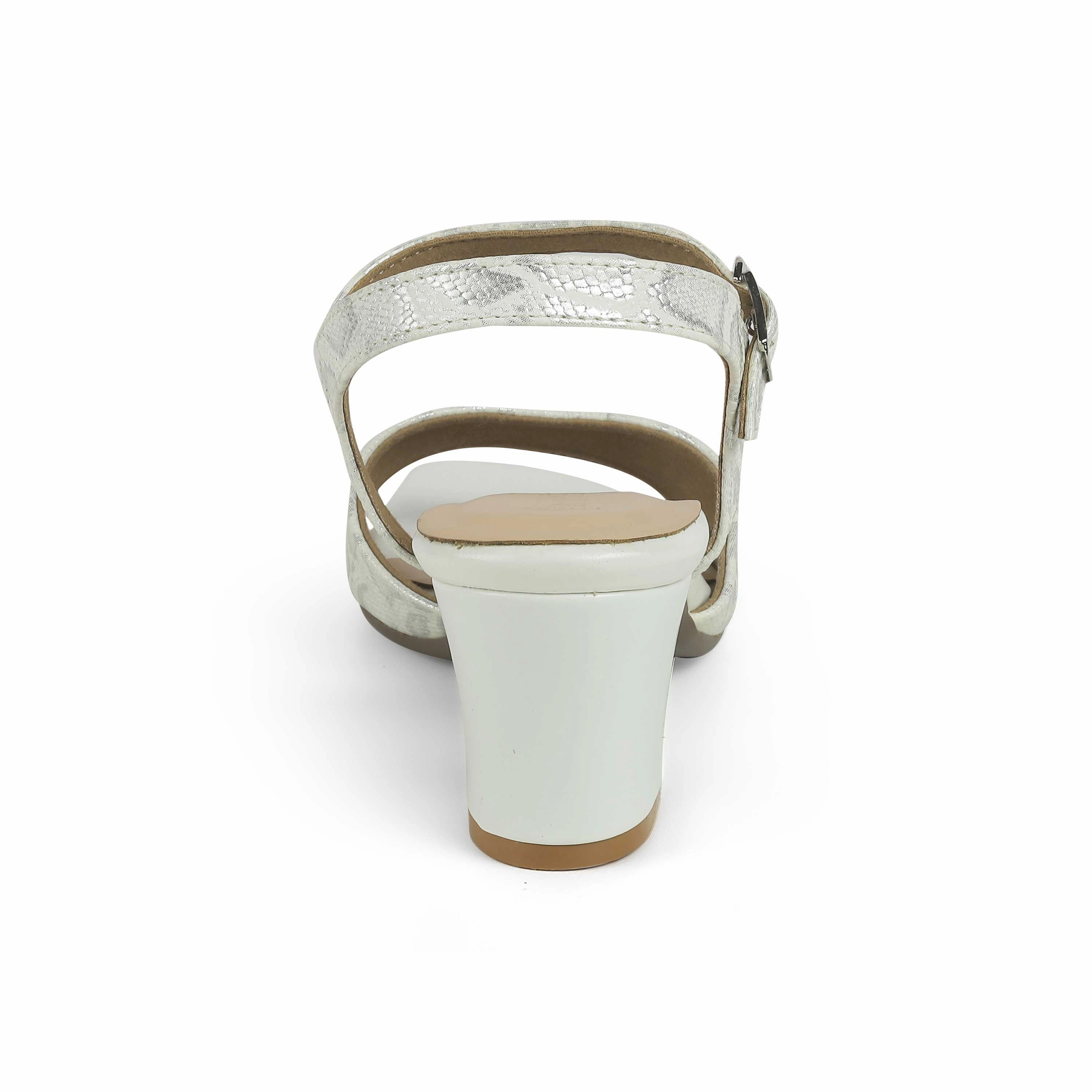 Tresmode Sanrep TMS-5 Silver Block Heel Sandals For Women Italian Shoemakers Wedge Sandals