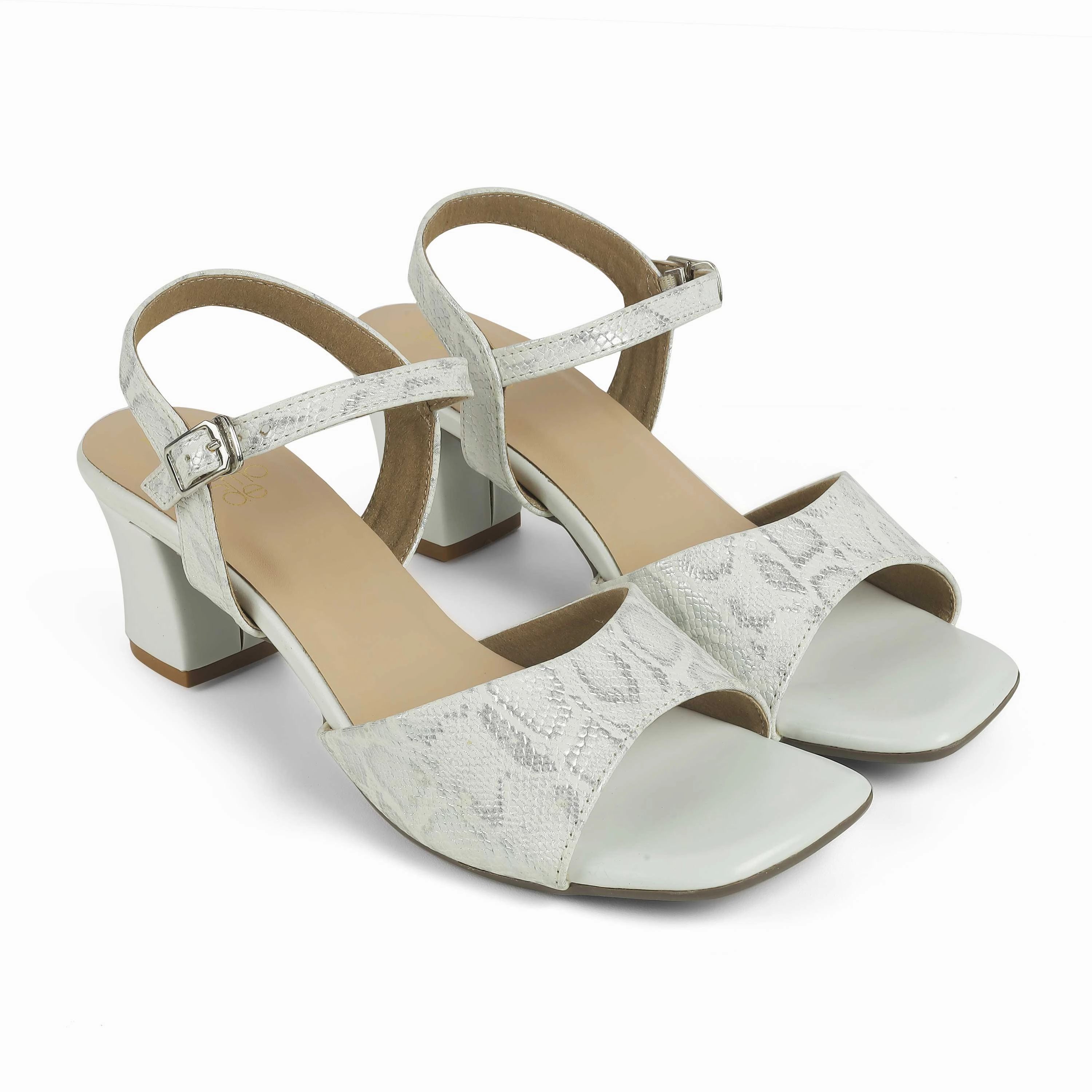 Sandals With Orthotics Tresmode Sanrep TMS-5 Silver Block Heel Sandals For Women