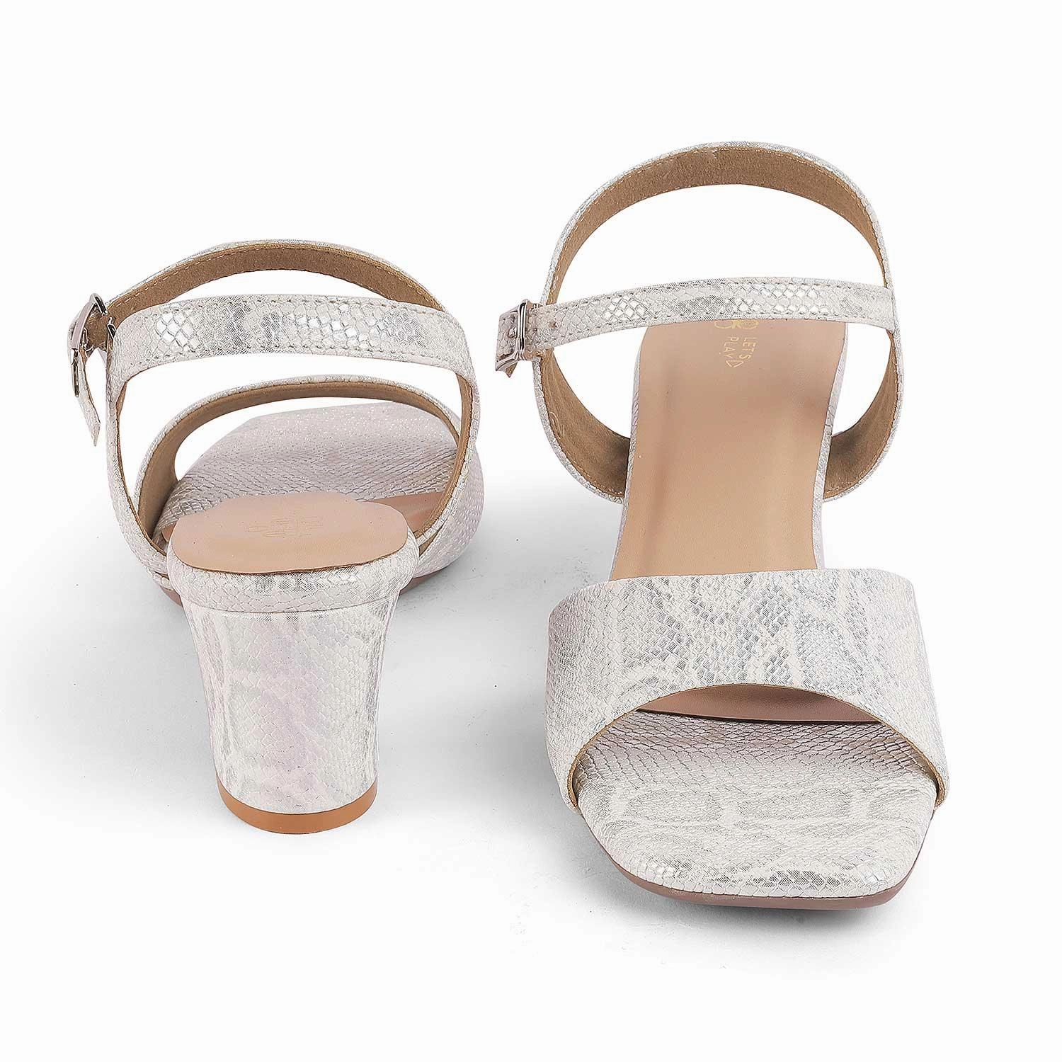 Tresmode Sanrep White Women's Dress Block Heel Sandals Vegan Sandals