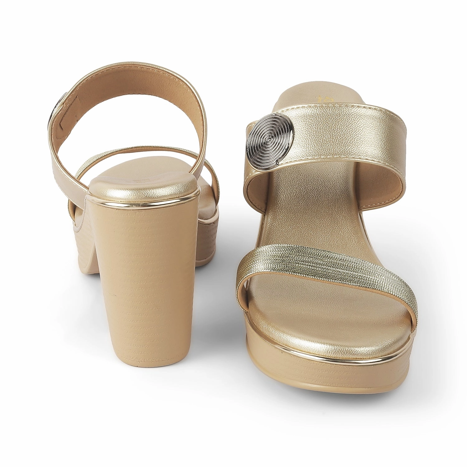 Tresmode Tall Gold Women's Dress Block Heel Sandals Sandals With A Bow