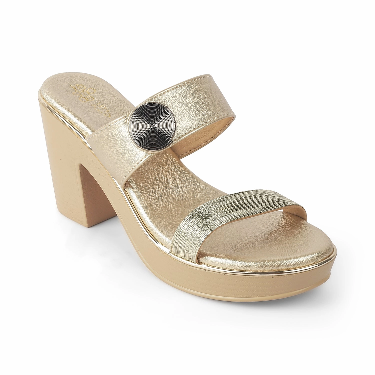 Tresmode Tall Gold Women's Dress Block Heel Sandals Formal Dress Sandals