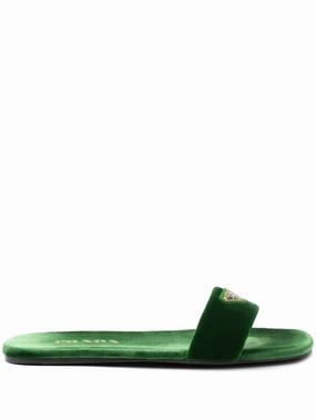 triangle-logo velvet slides Stoffa Slippers