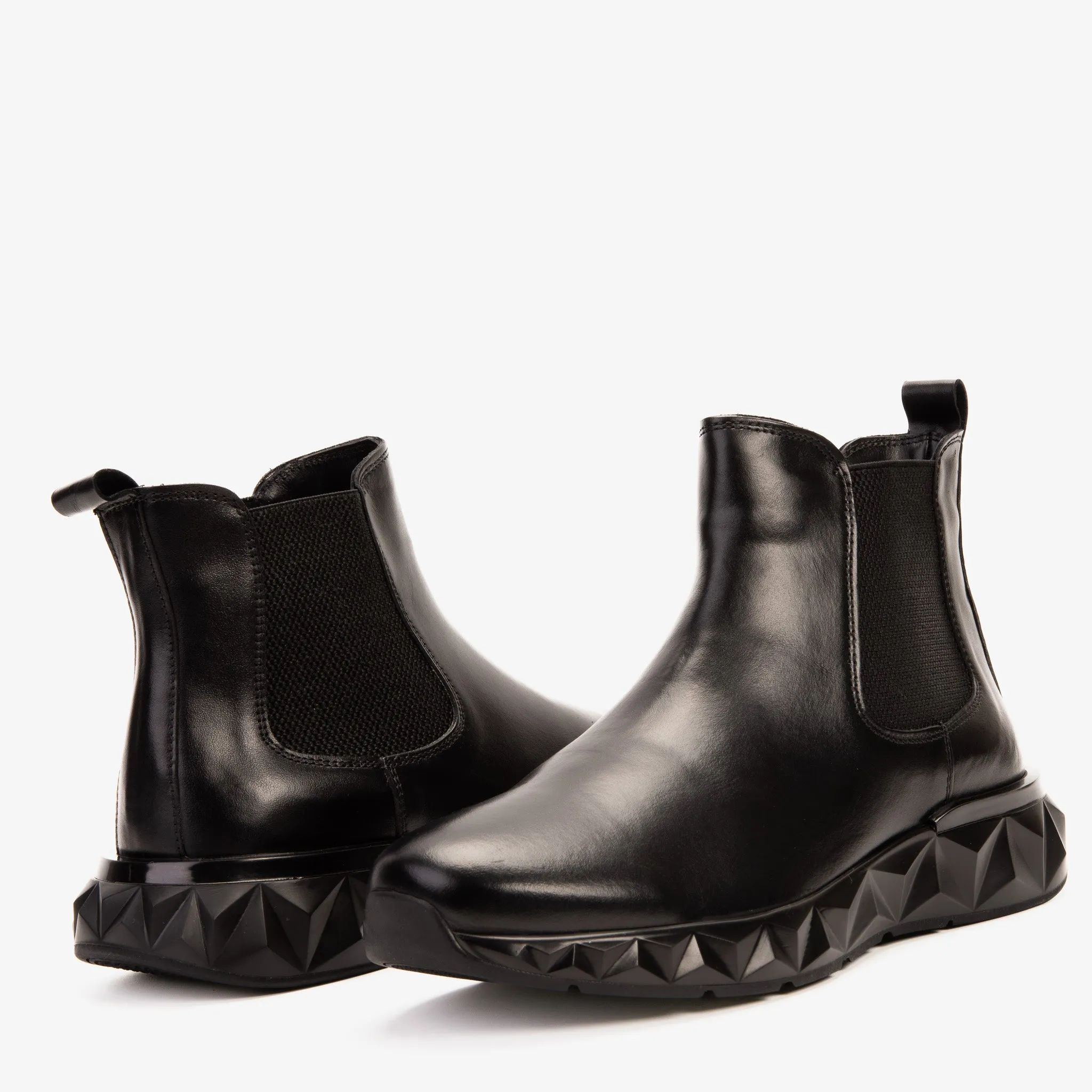 The Apex Black Leather Men Chelsea Boot Flat Chelsea Boot