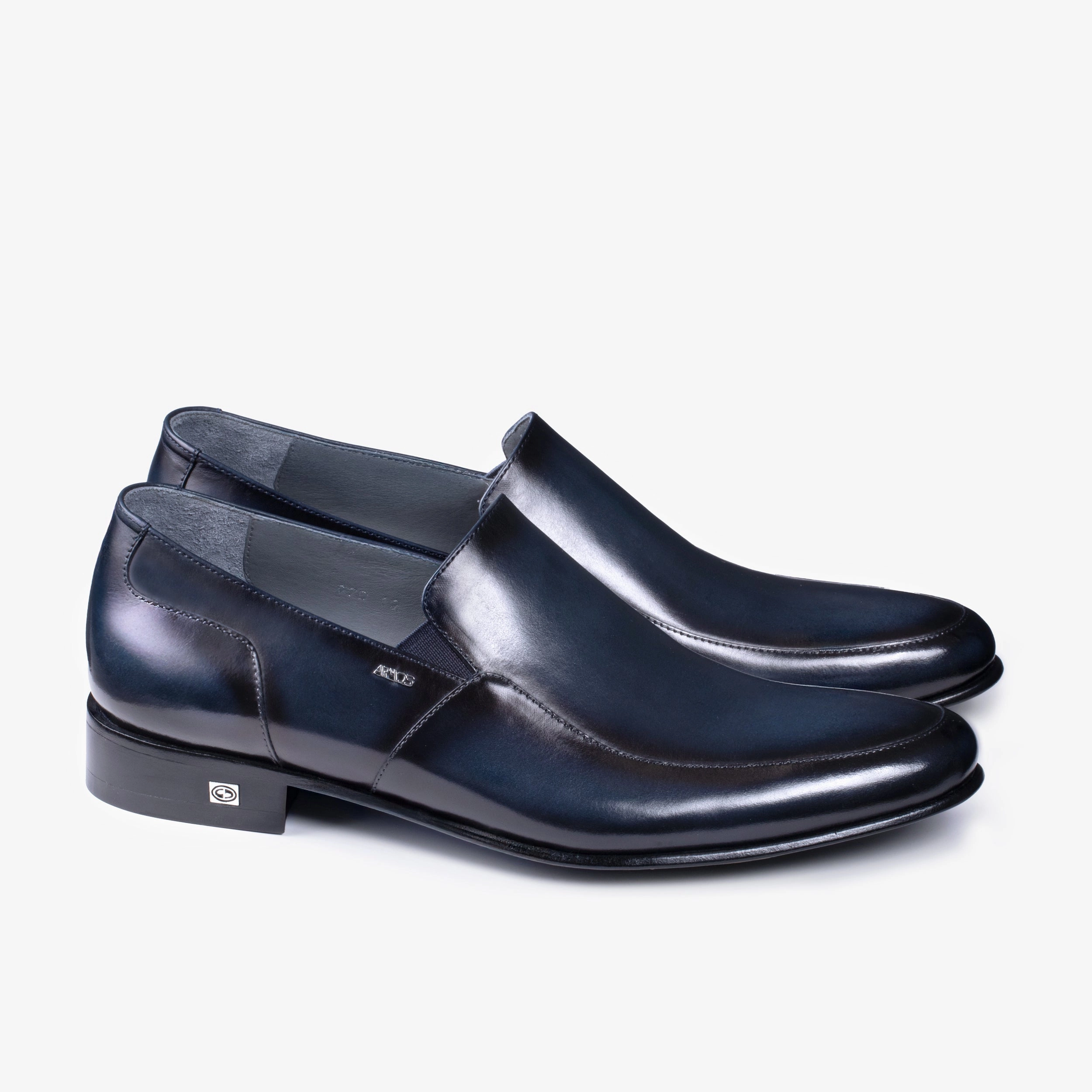 Men's Blue Patina Leather Loafer Break In Loafers