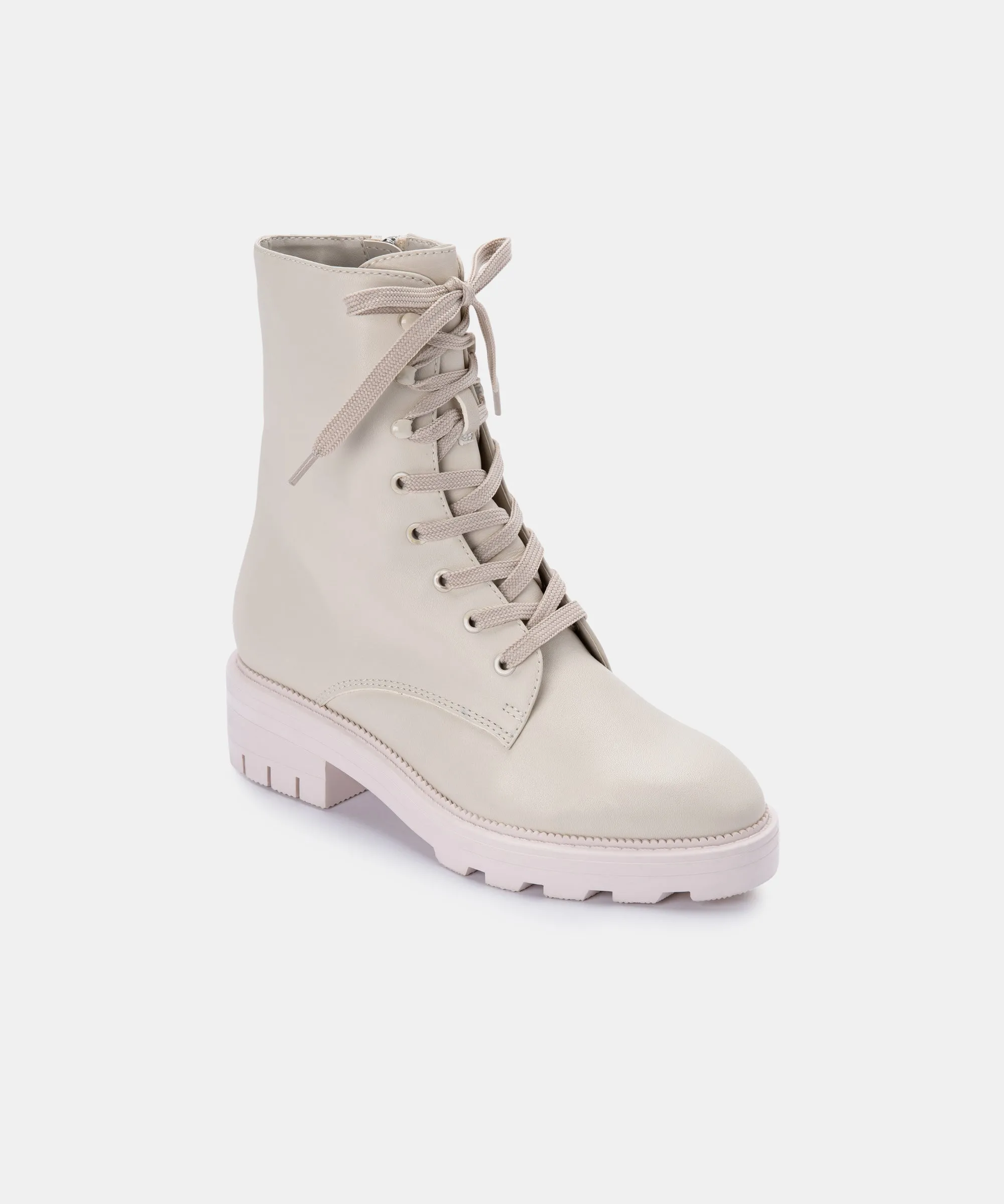LOTTIE BOOTS IVORY LEATHER - re:vita Combat Hiker Boots