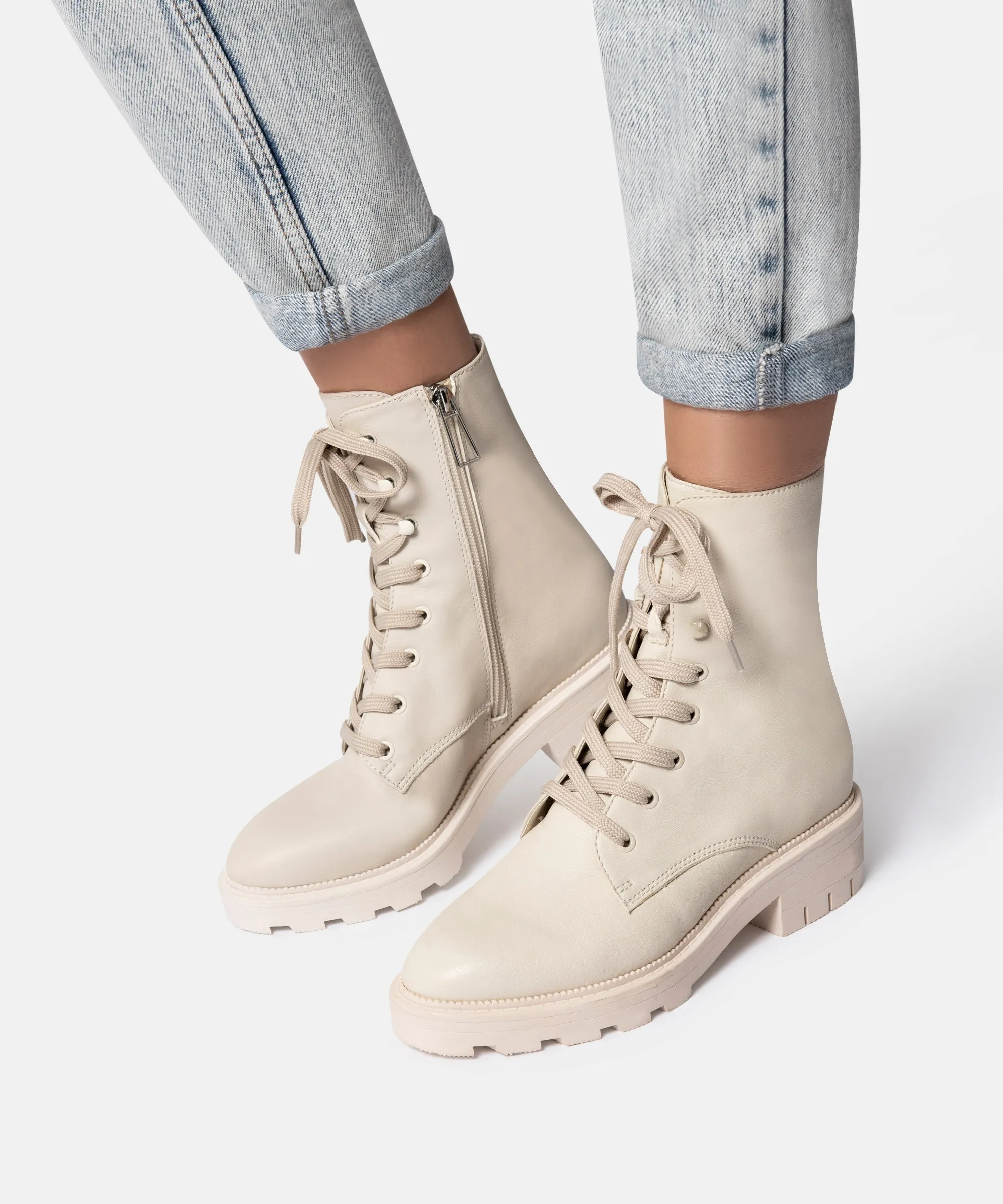 Outfit Ideas For Combat Boots LOTTIE BOOTS IVORY LEATHER - re:vita