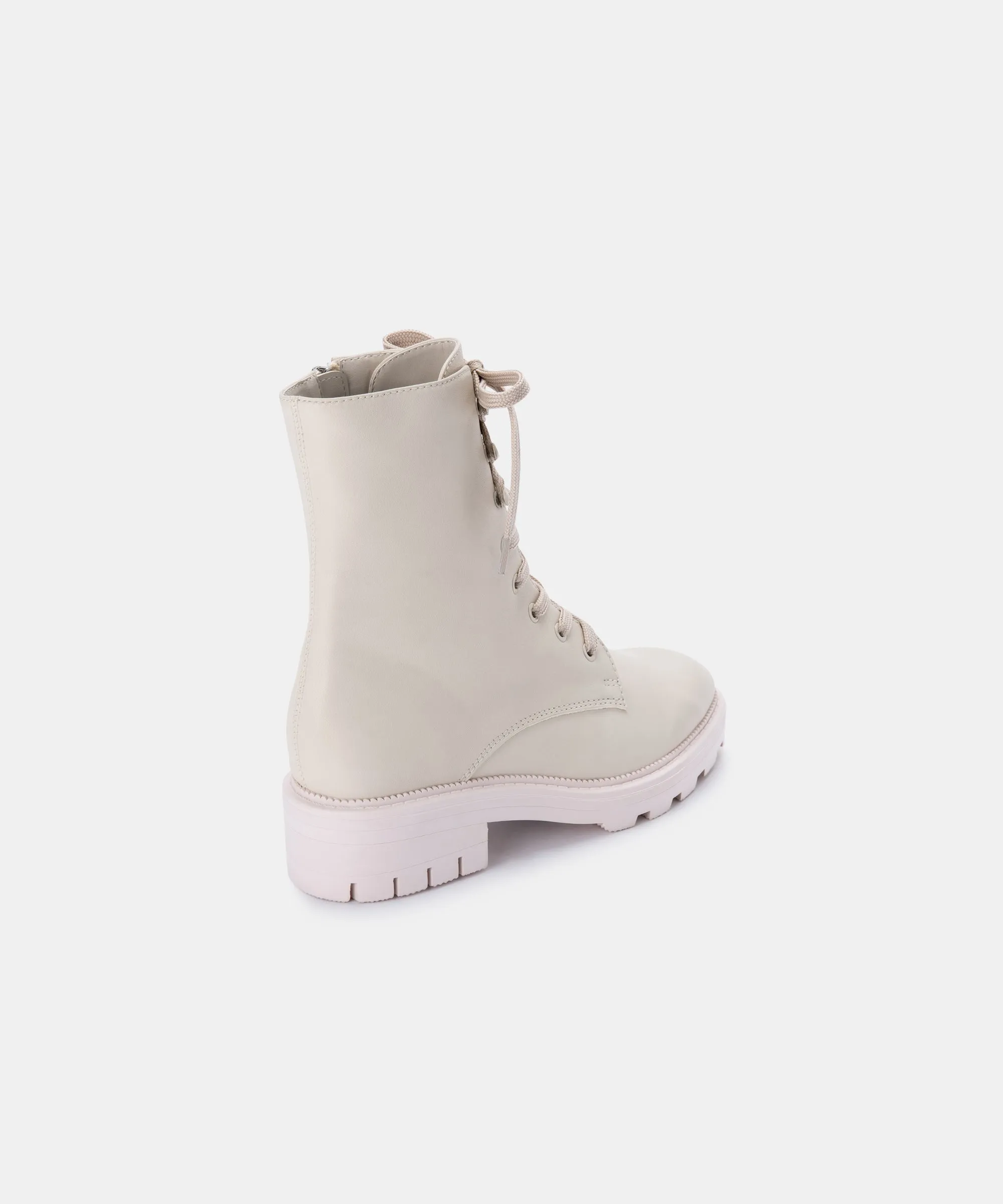 LOTTIE BOOTS IVORY LEATHER - re:vita Wedge Combat Boots